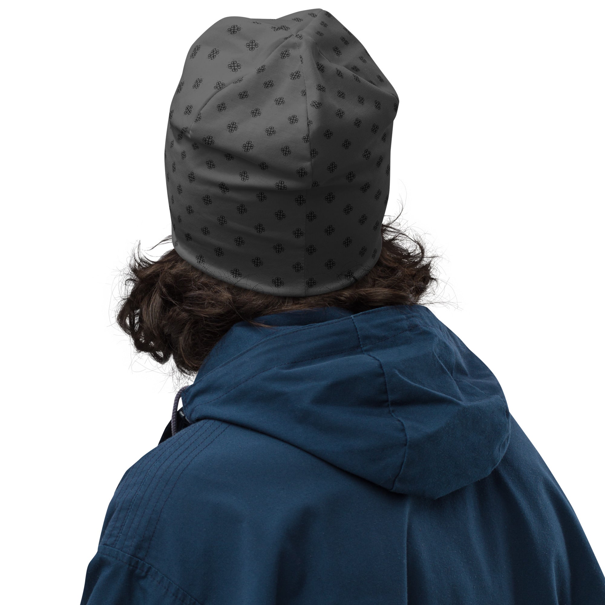 All-Over Print Beanie with clover logo