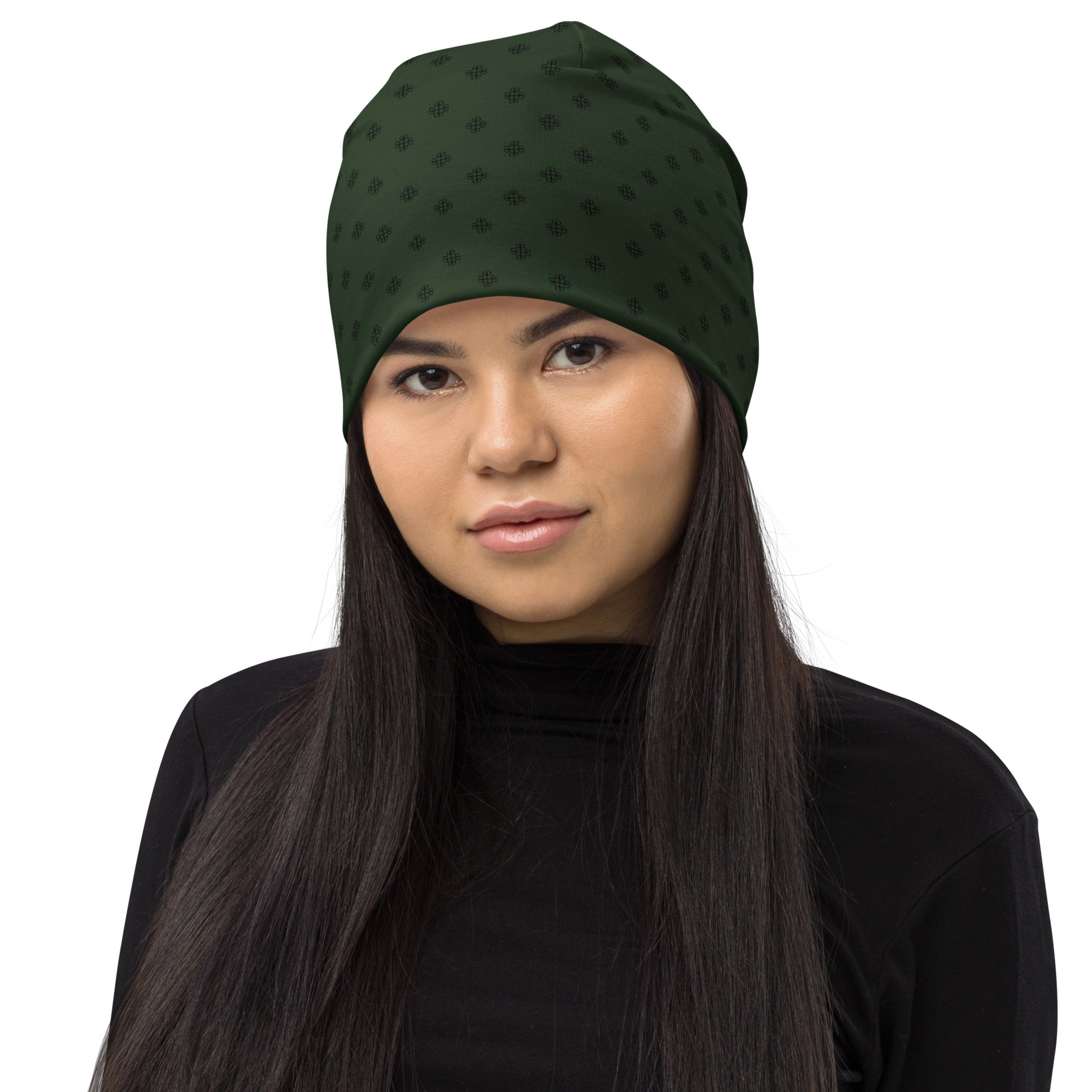 All-Over-Print Beanie mit Kleeblatt-Logo