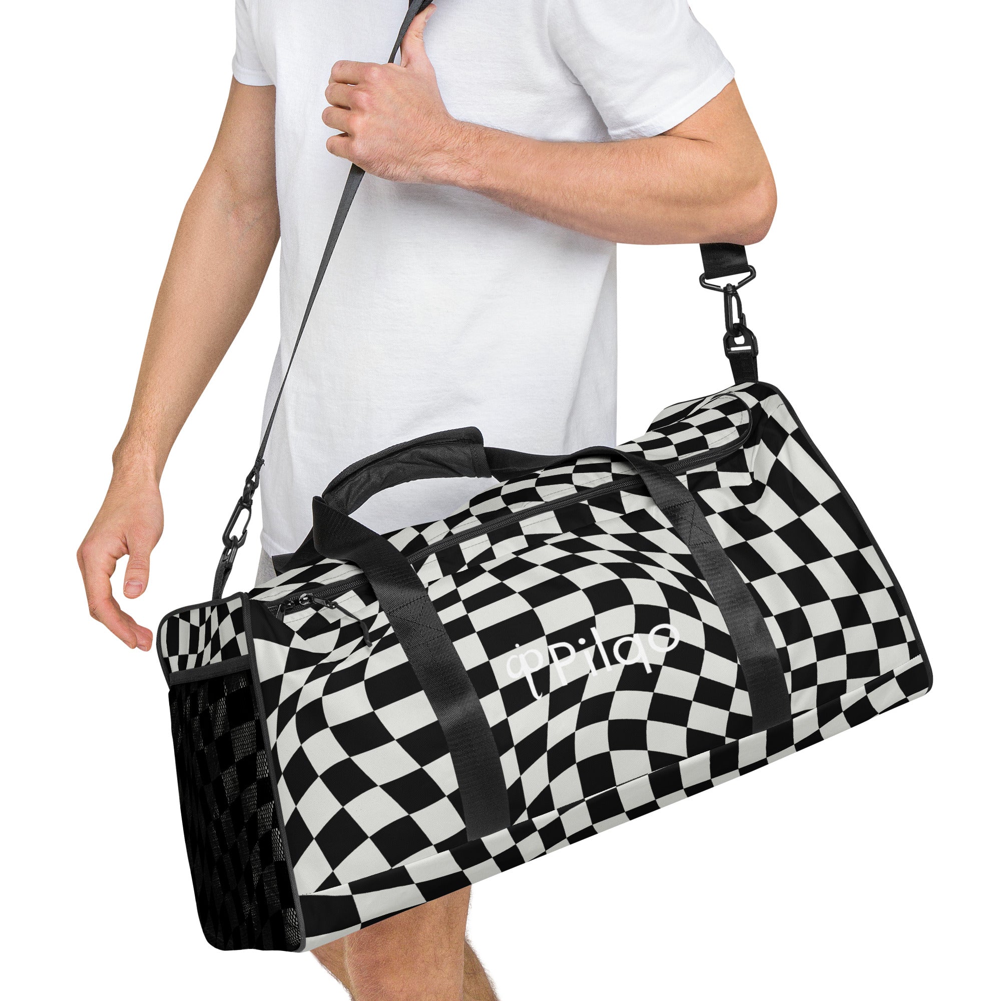 Duffle bag with logo and print