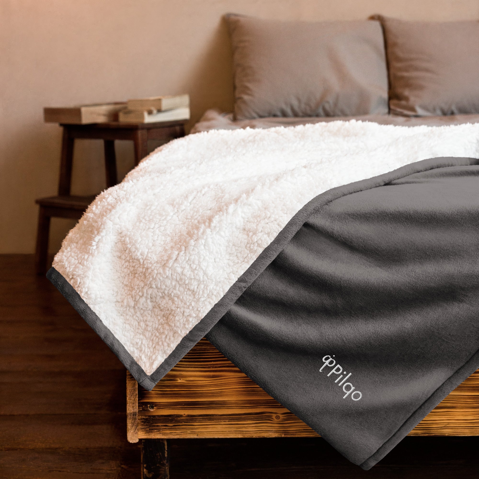 Premium sherpa blanket with logo