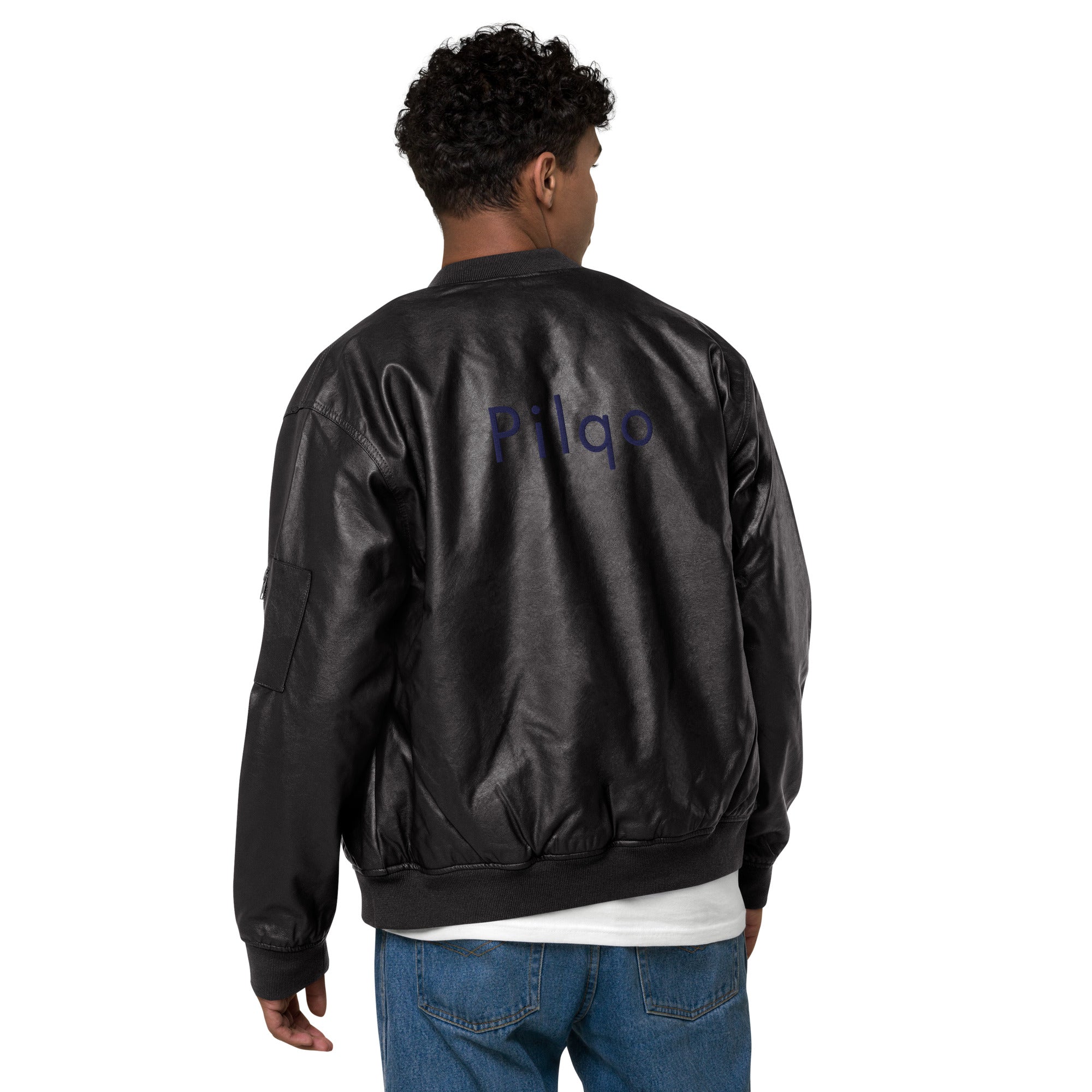 Eco Leather Bomber Jacket with logo