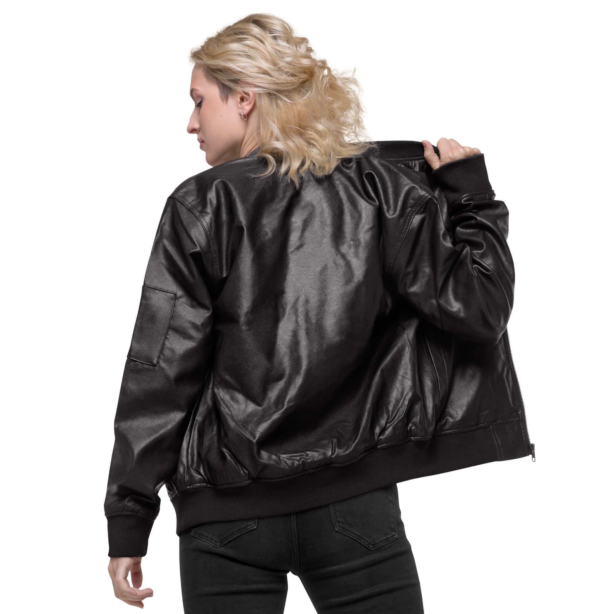 Eco Leather Bomber Jacket with logo