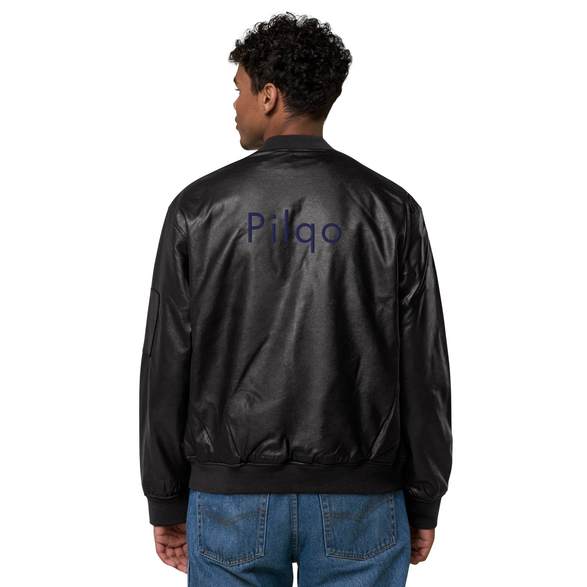 Eco Leather Bomber Jacket with logo