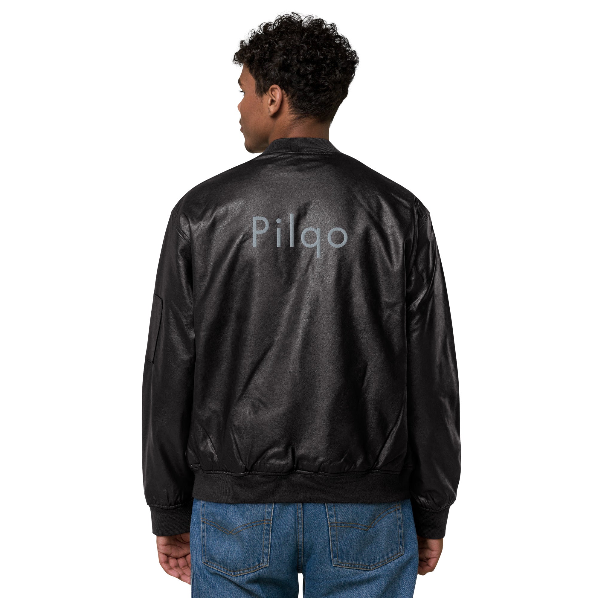 Eco Leather Bomber Jacket with logo