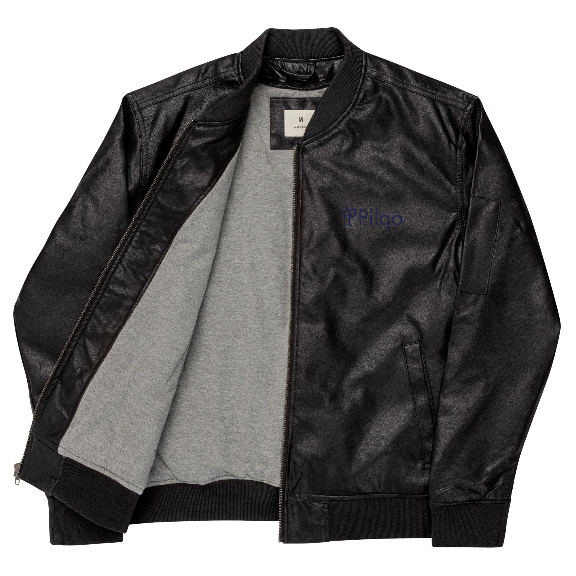 Eco Leather Bomber Jacket with logo