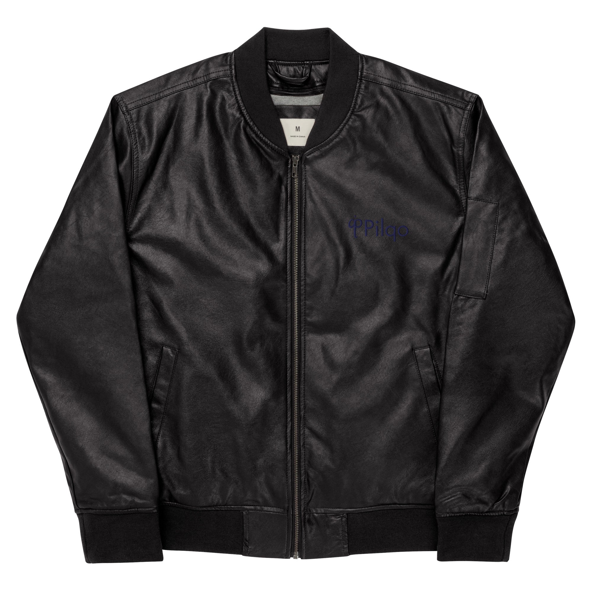 Eco Leather Bomber Jacket with logo