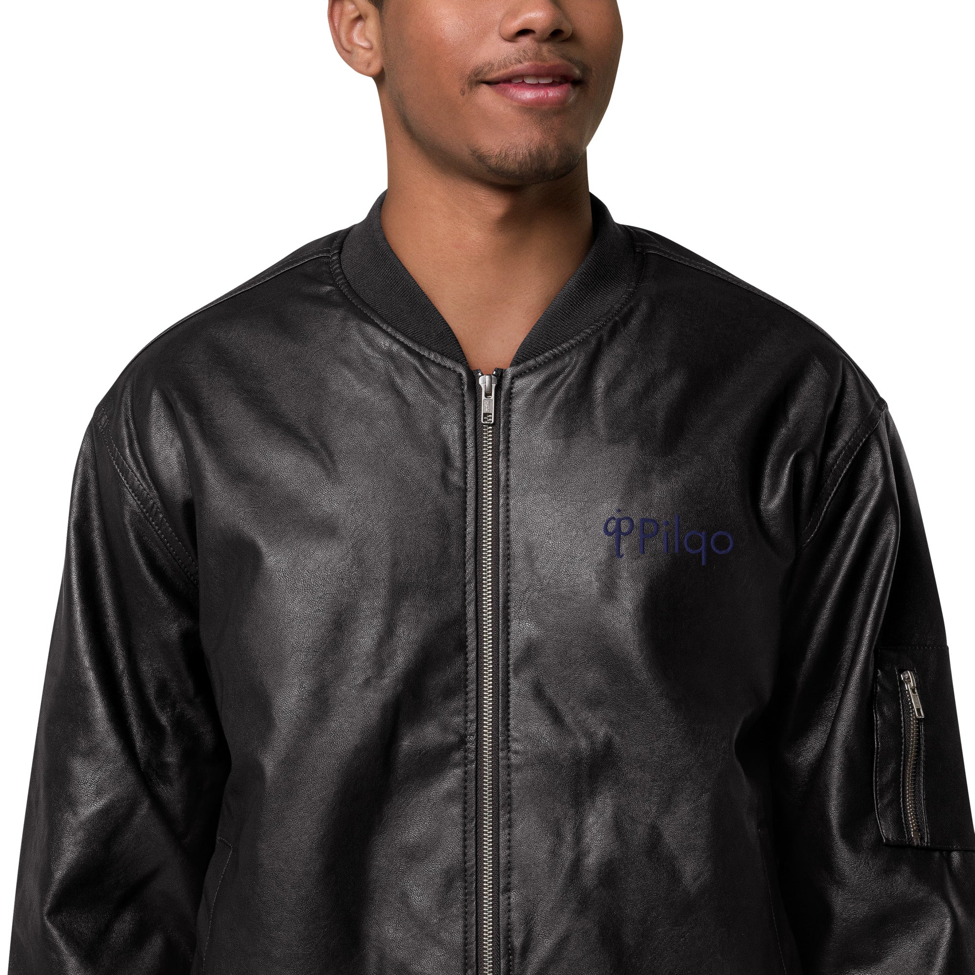 Eco Leather Bomber Jacket with logo