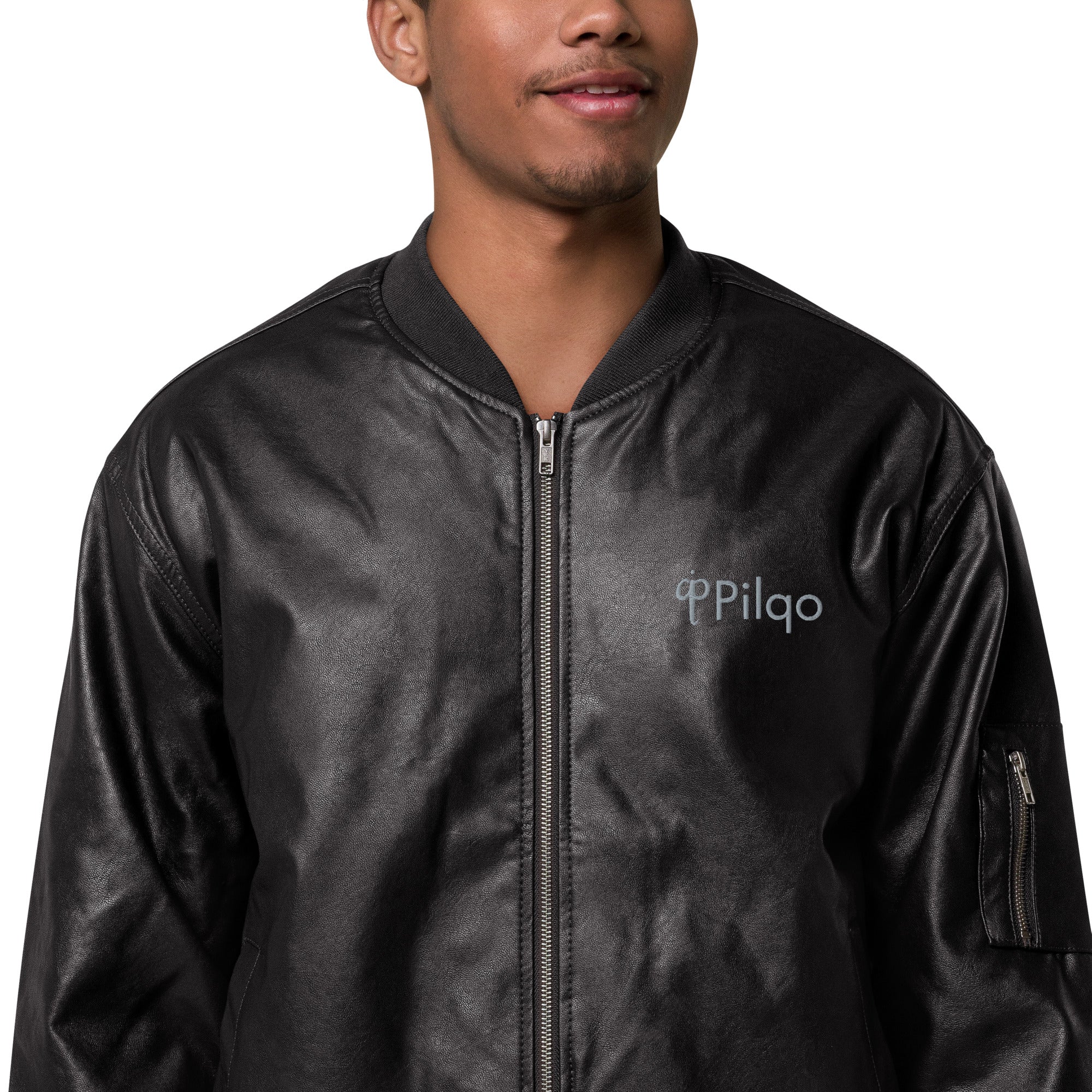 Eco Leather Bomber Jacket with logo