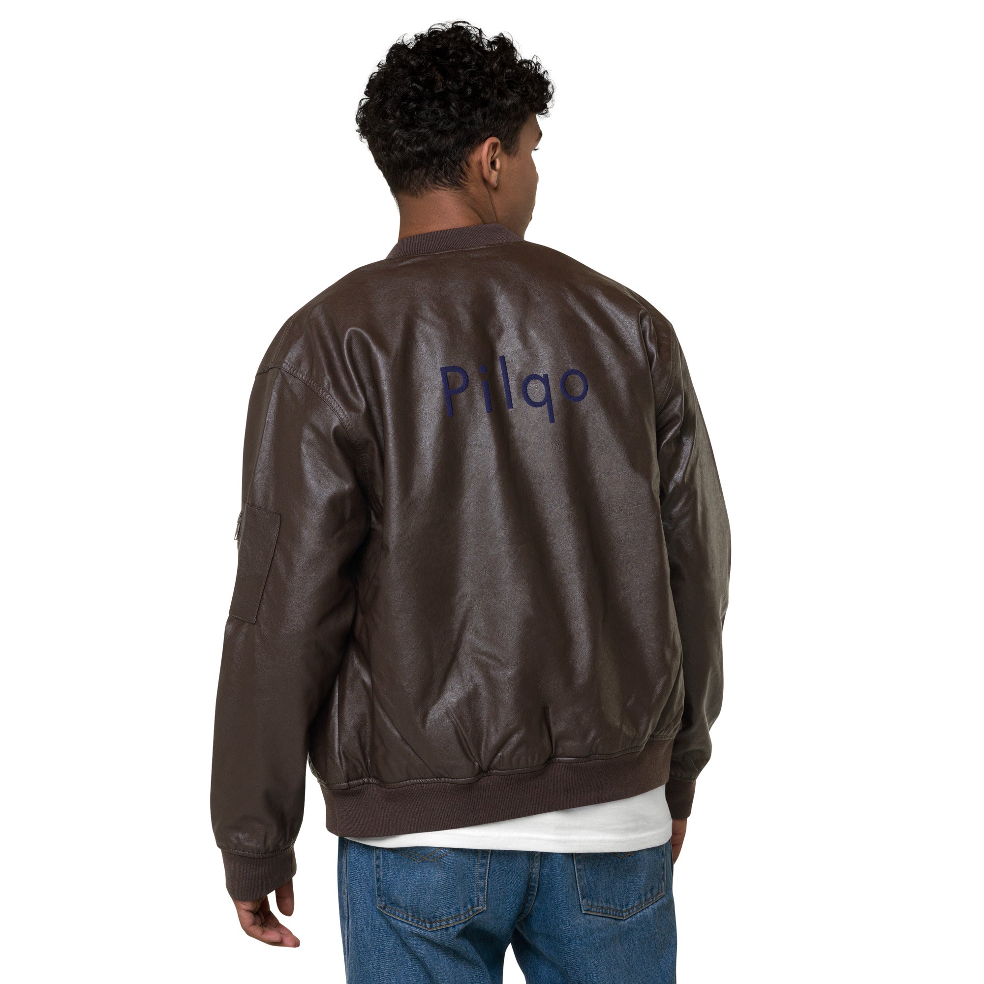 Eco Leather Bomber Jacket with logo