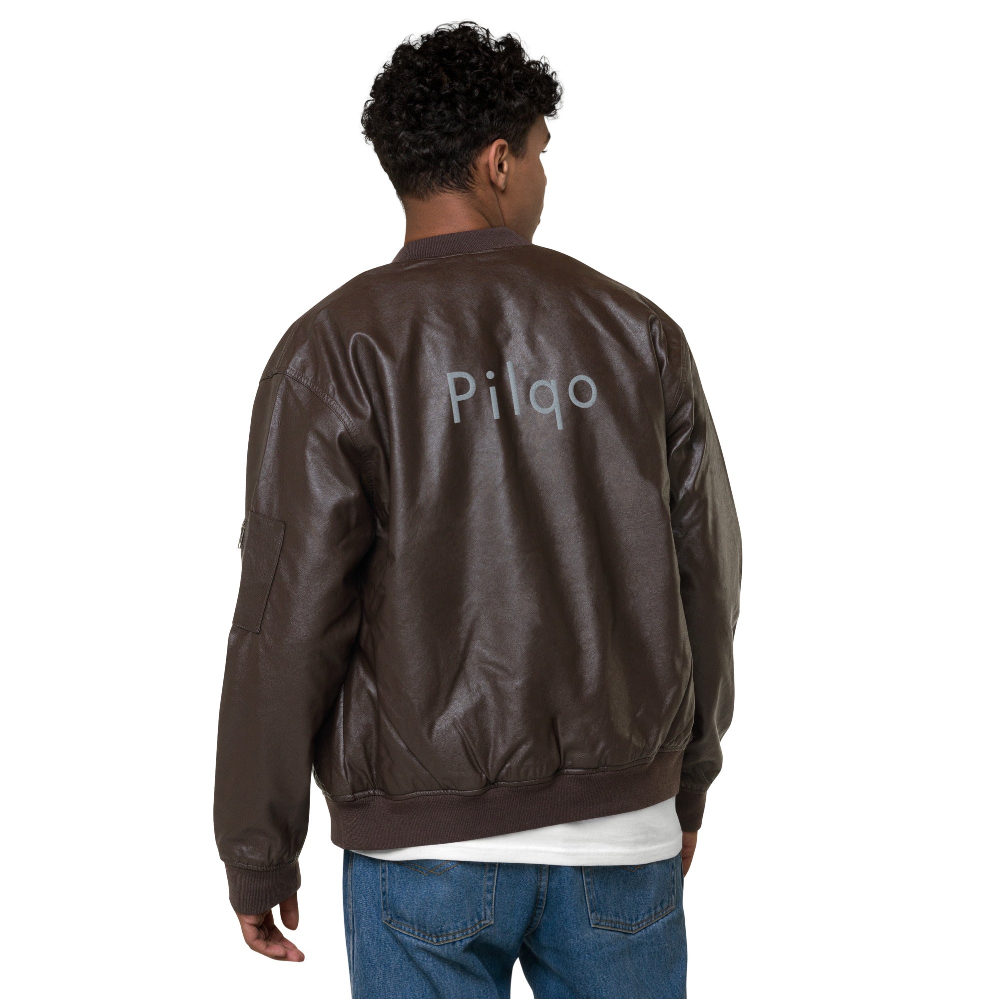 Eco Leather Bomber Jacket with logo