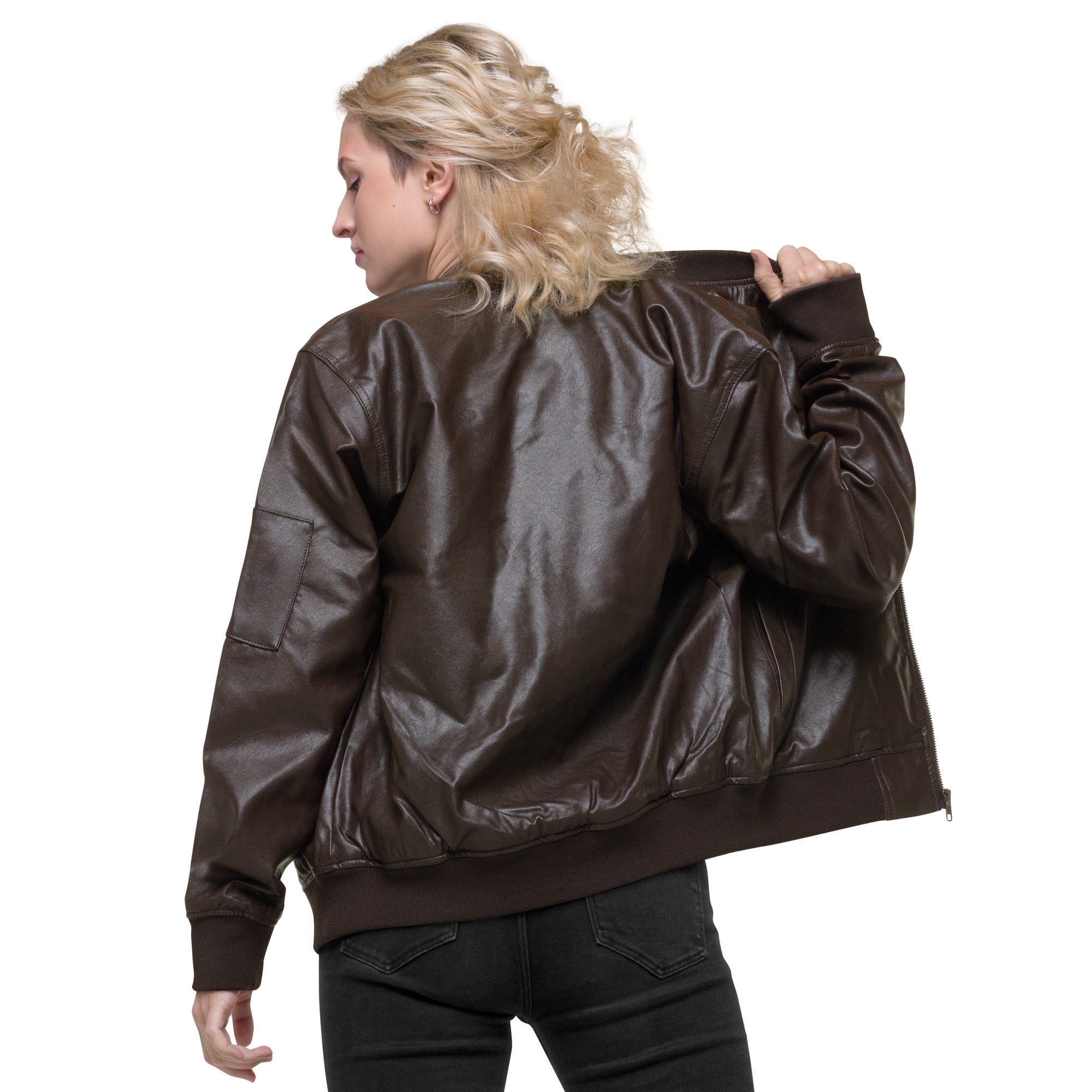 Eco Leather Bomber Jacket with logo