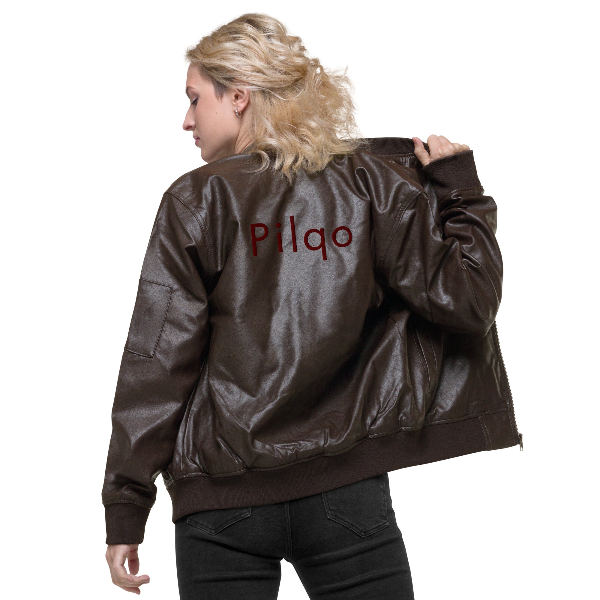 Eco Leather Bomber Jacket with logo