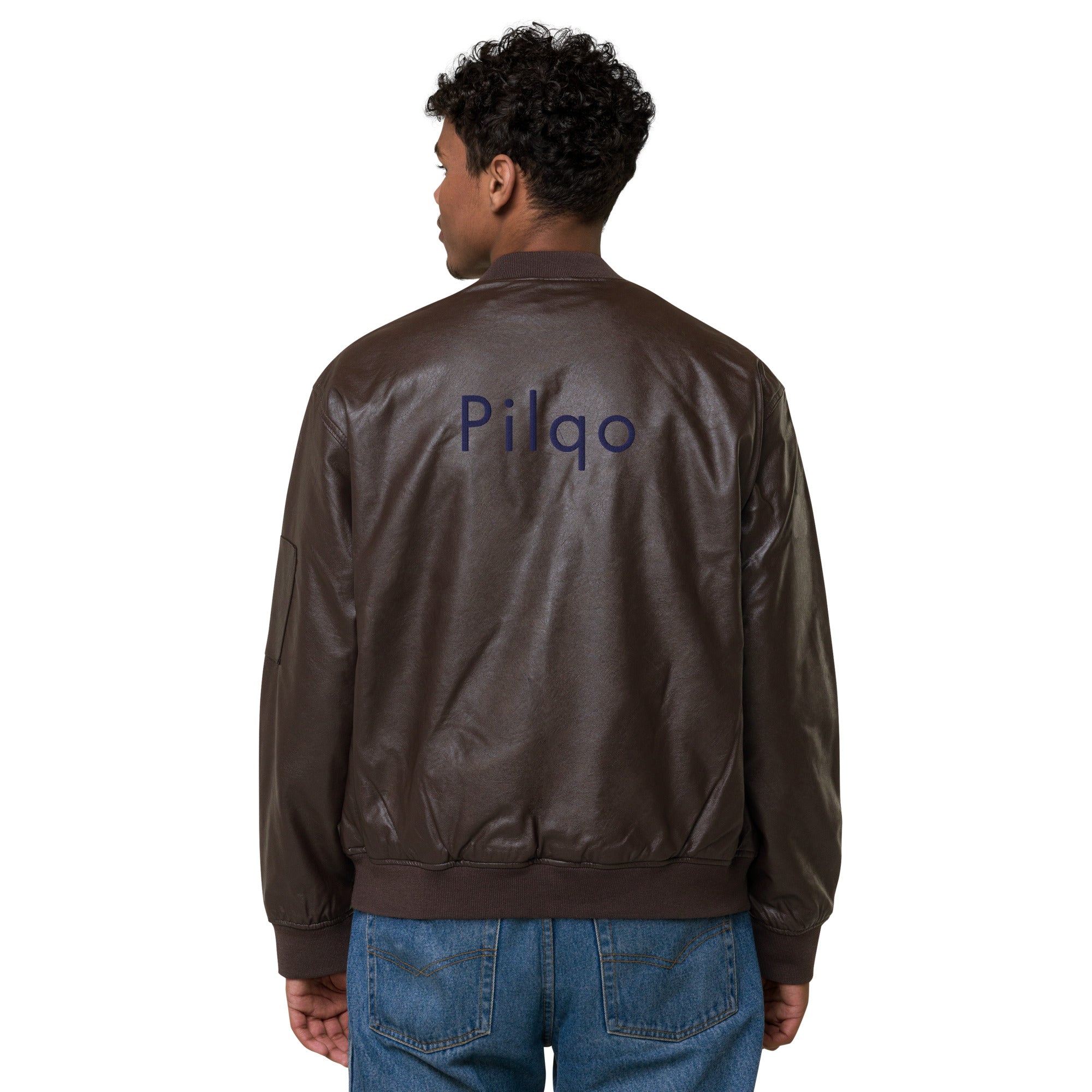 Eco Leather Bomber Jacket with logo