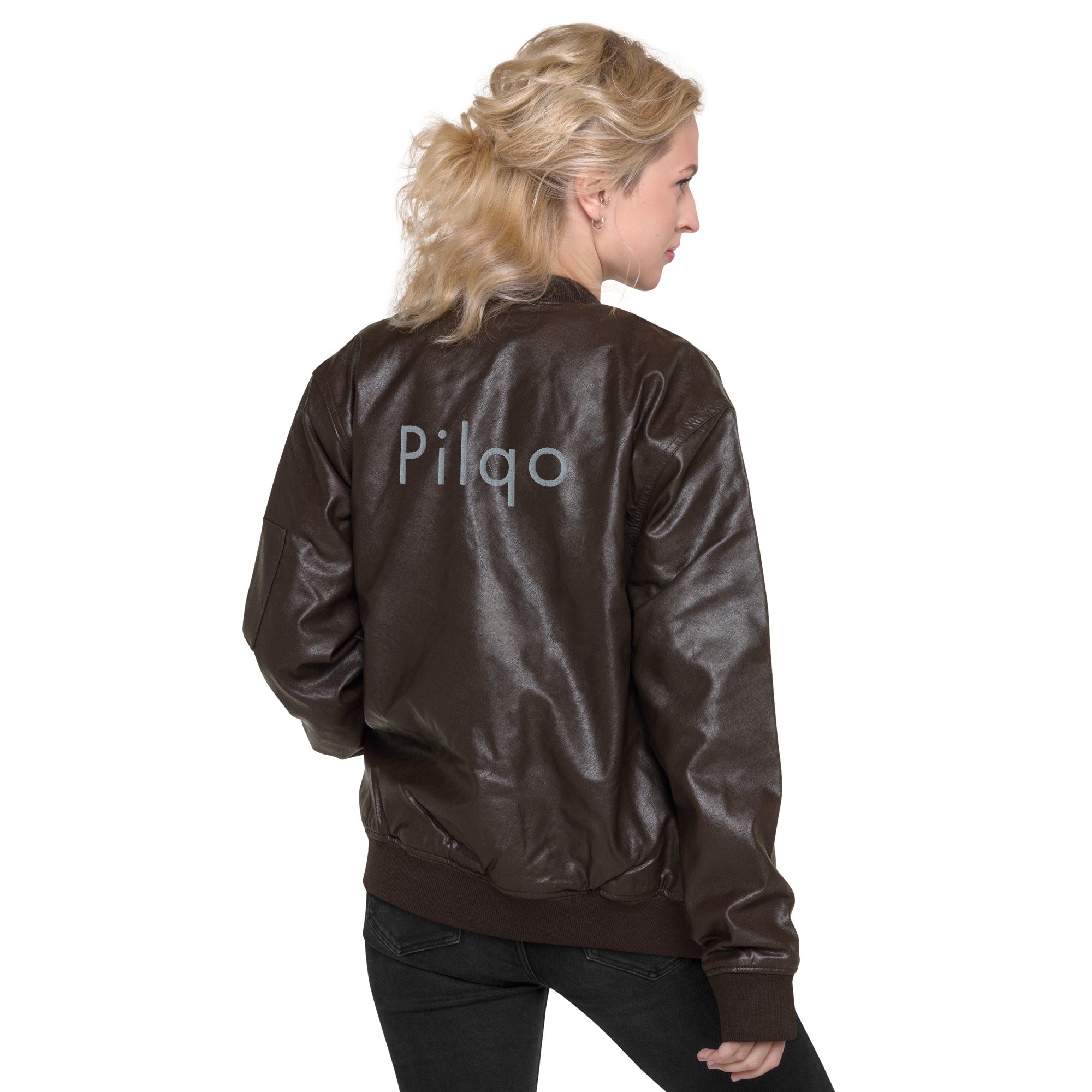 Eco Leather Bomber Jacket with logo