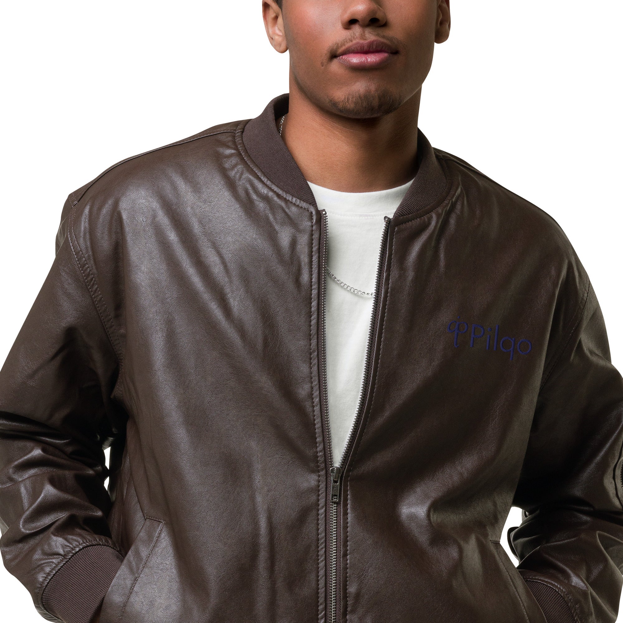 Eco Leather Bomber Jacket with logo