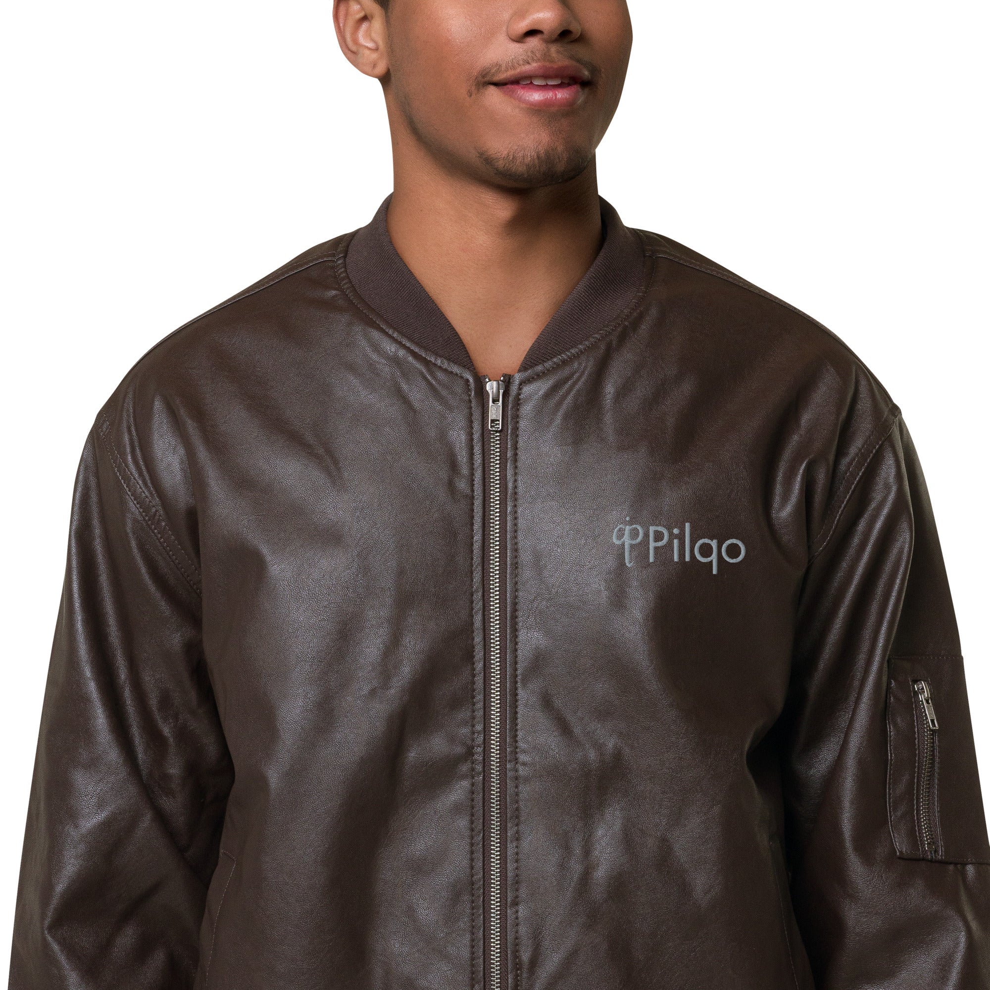 Eco Leather Bomber Jacket with logo