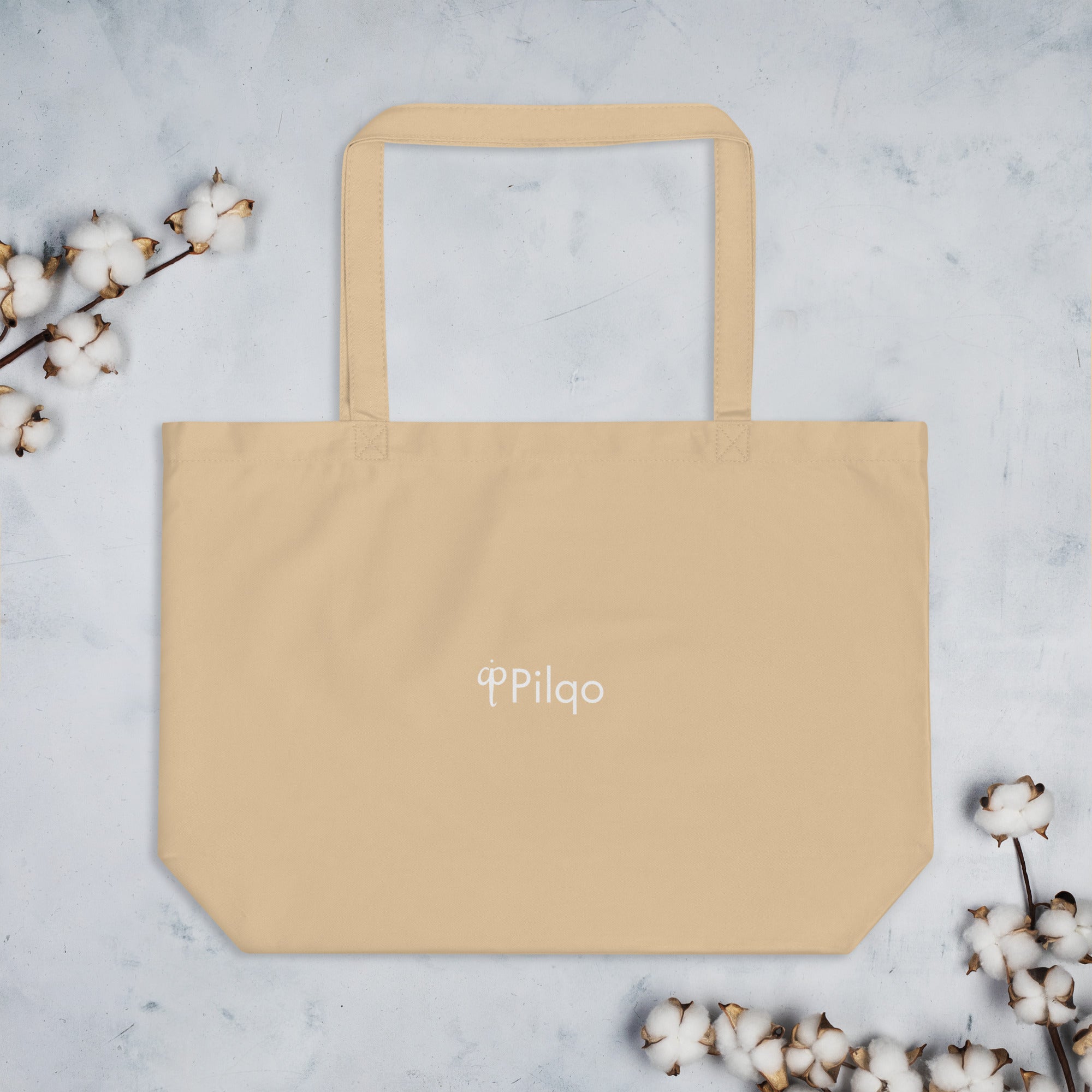 Large organic tote bag with logo