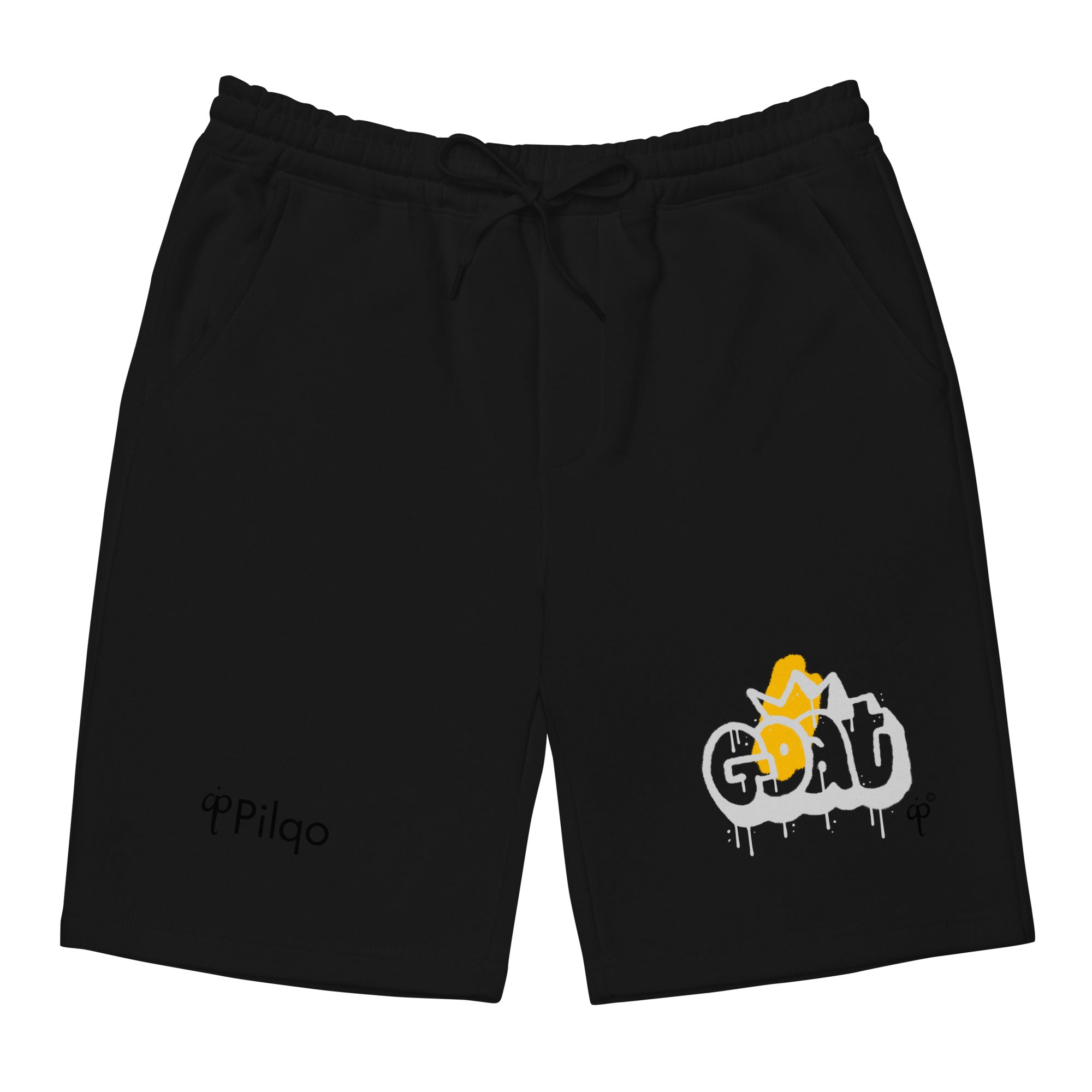 Shorts with the word goat in graffiti style