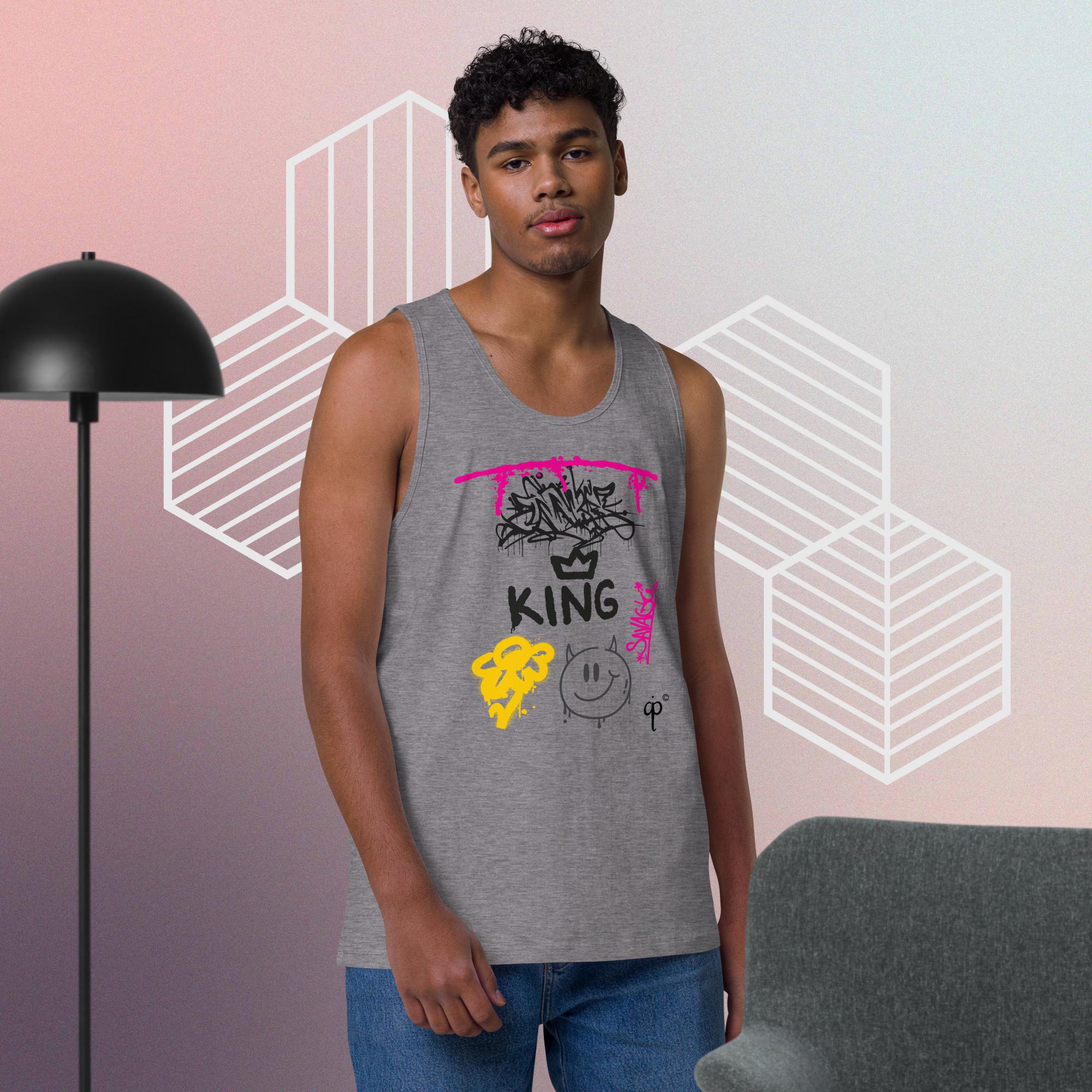 Tank top with colorful graffiti style graphics