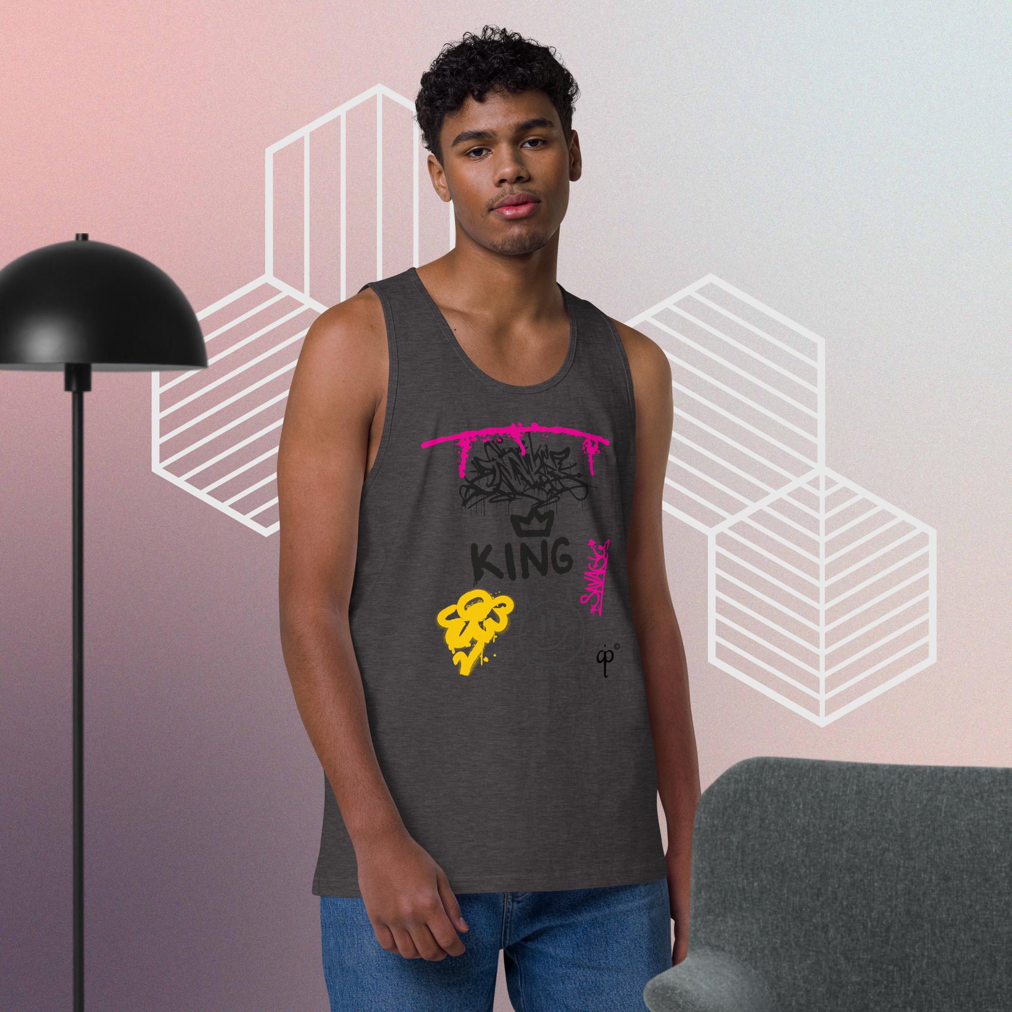 Tank top with colorful graffiti style graphics