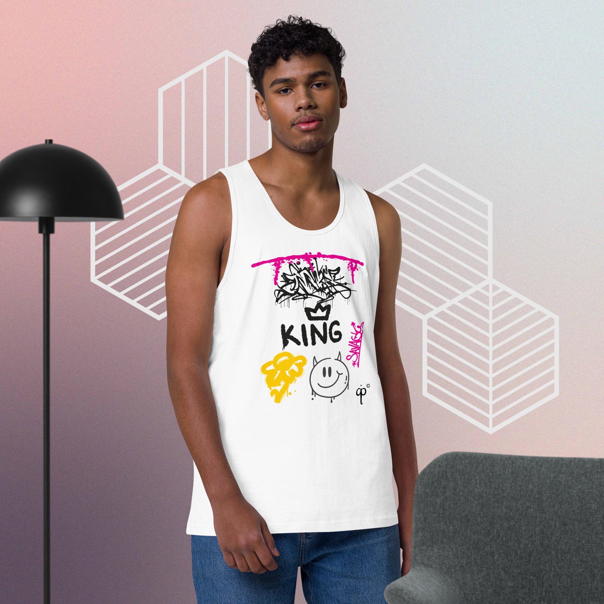 Tank top with colorful graffiti style graphics