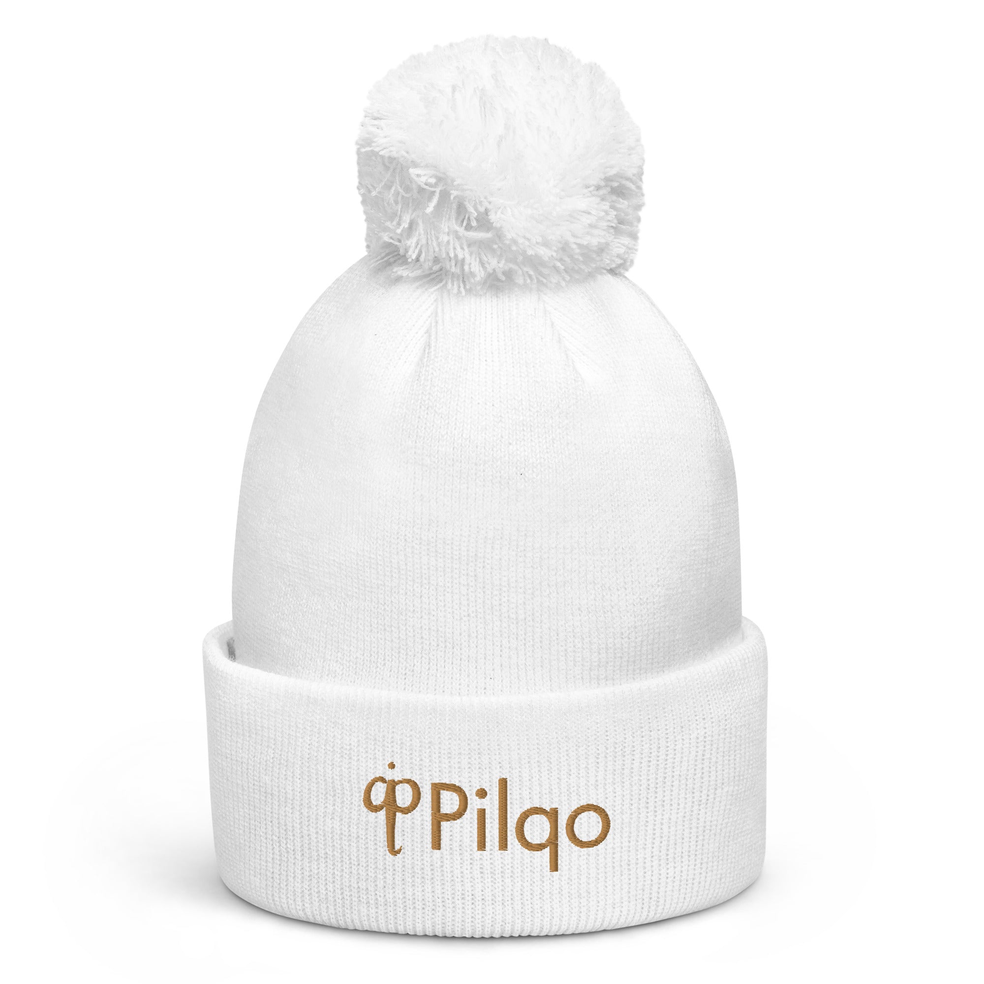 Pom-Pom Beanie with old gold 3D logo