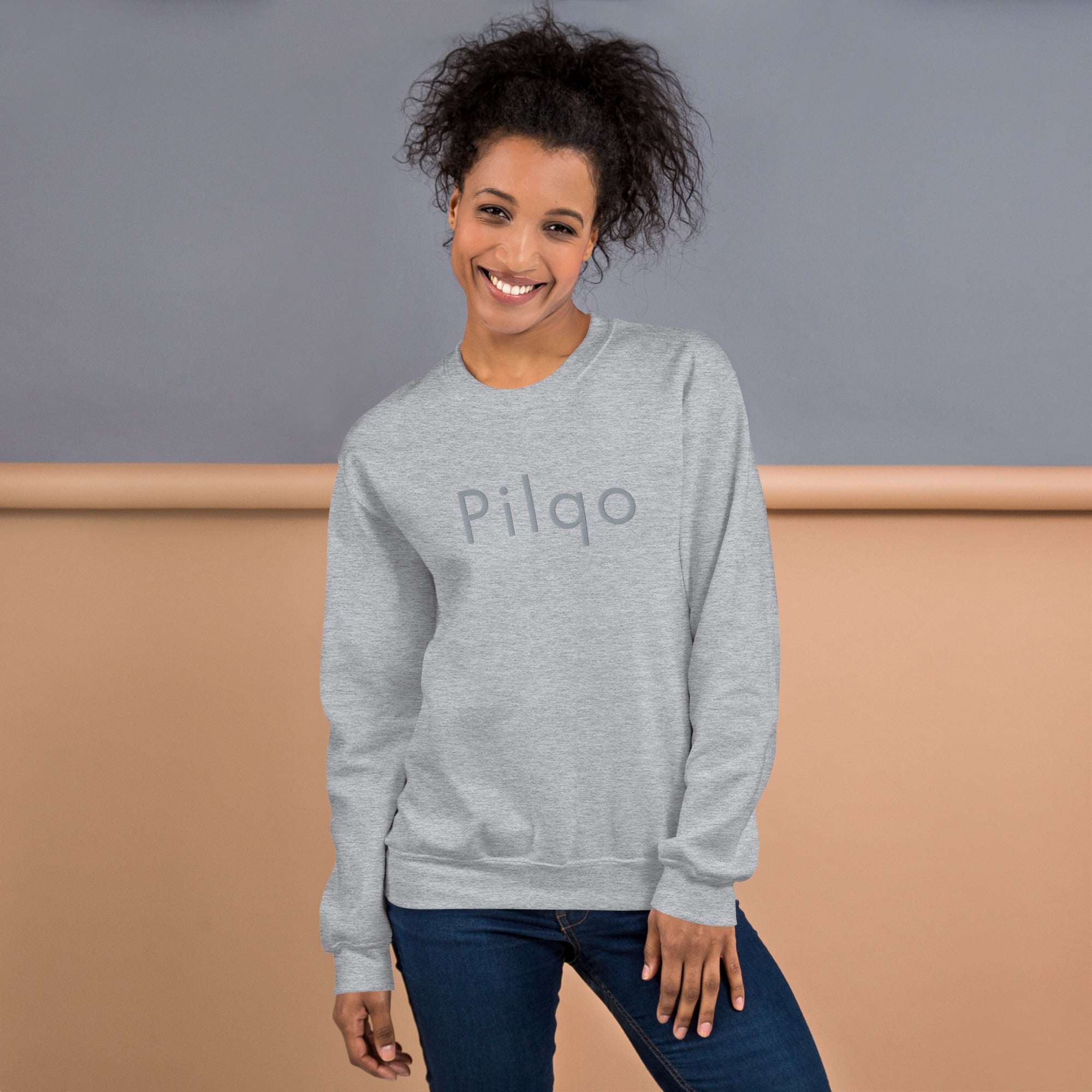 Sweatshirt with embroidery text