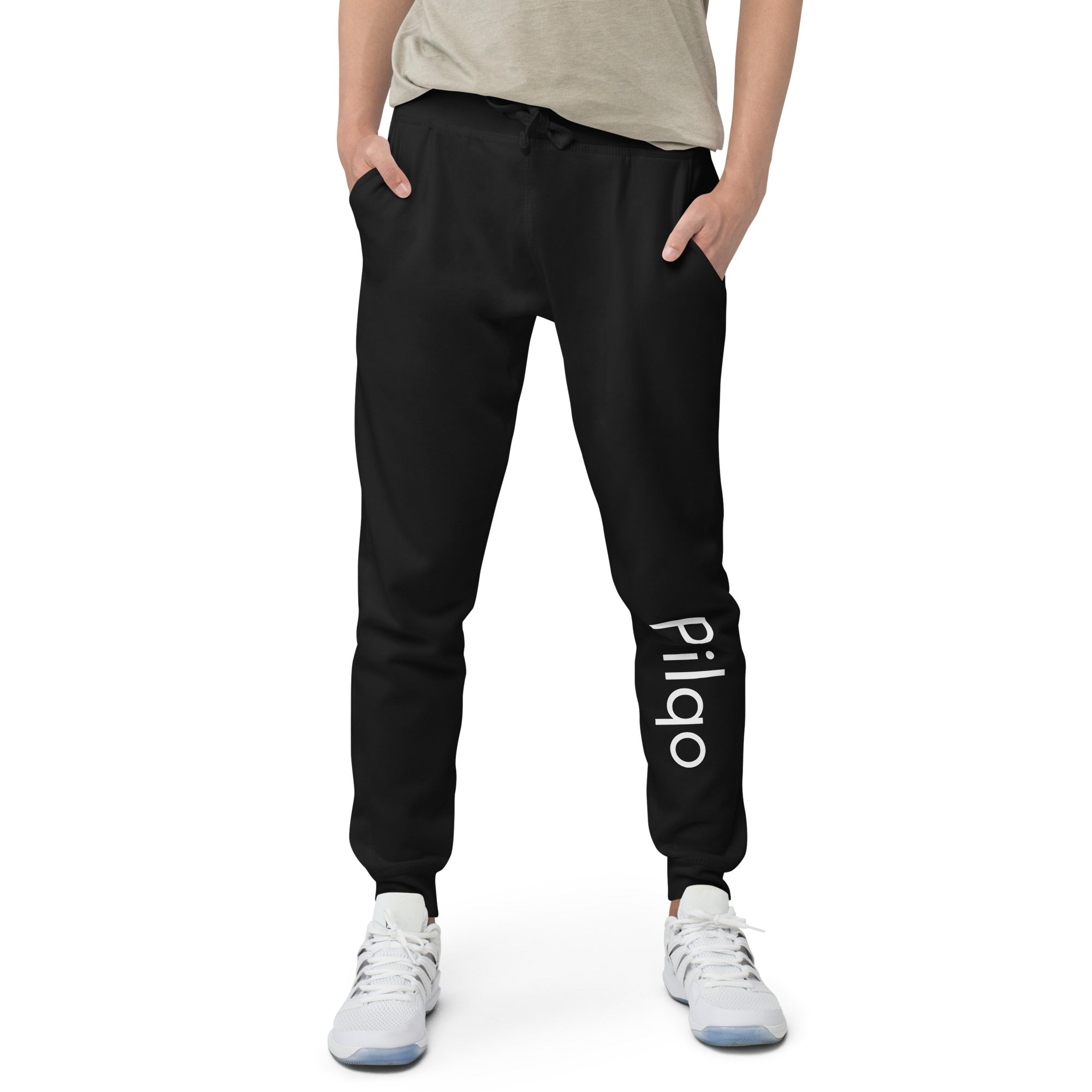 Fleece sweatpants with text