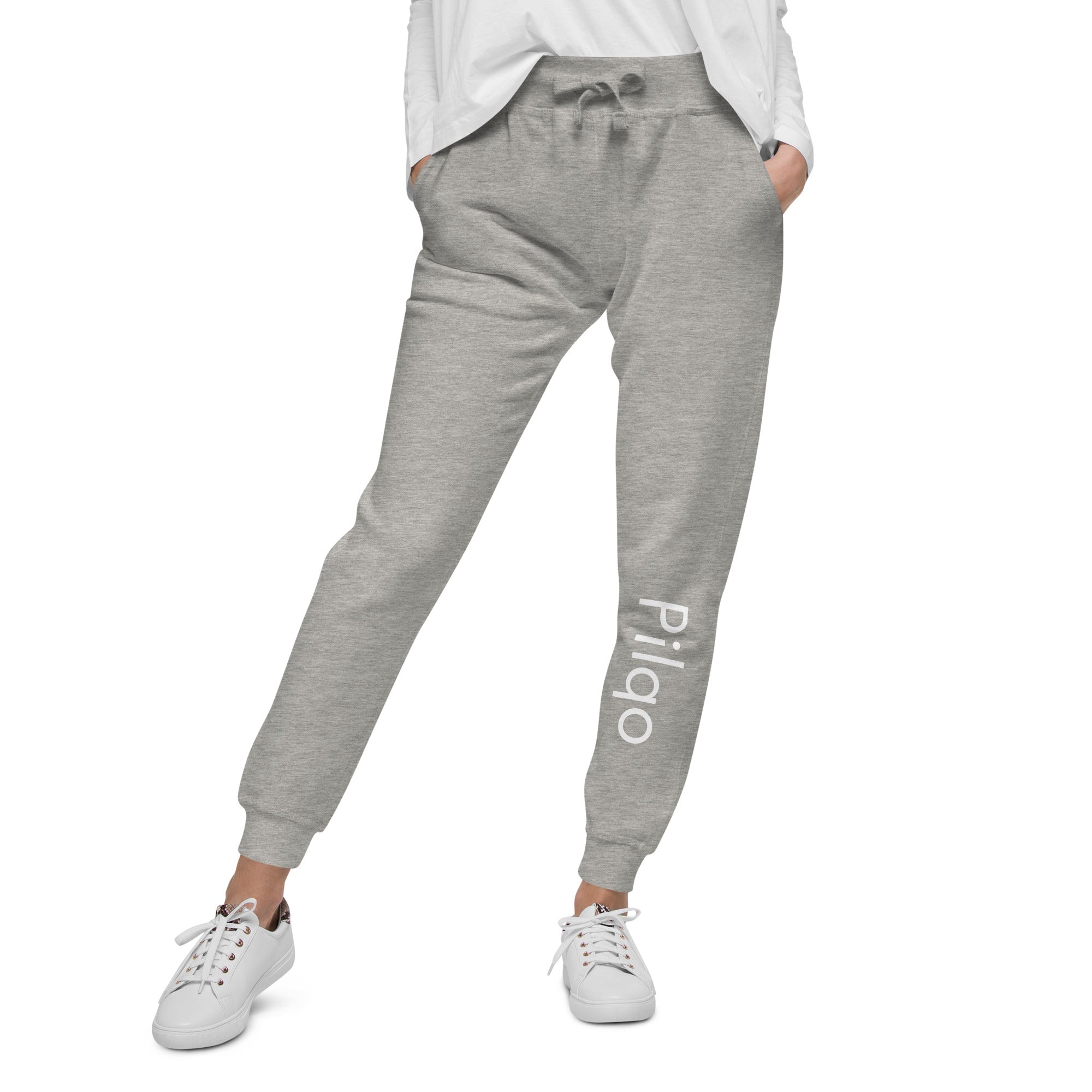 Fleece sweatpants with text