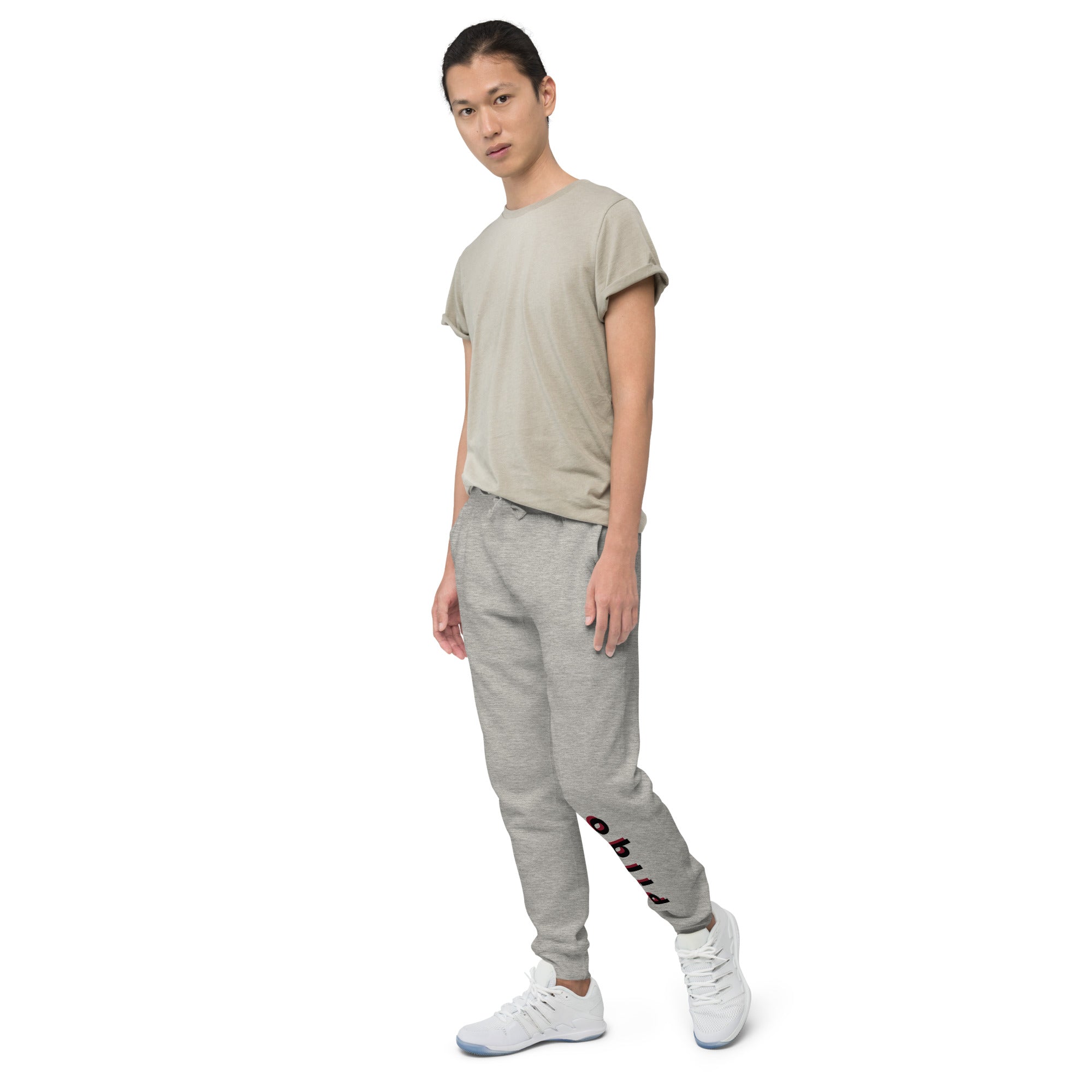 Fleece sweatpants with Pilqo text