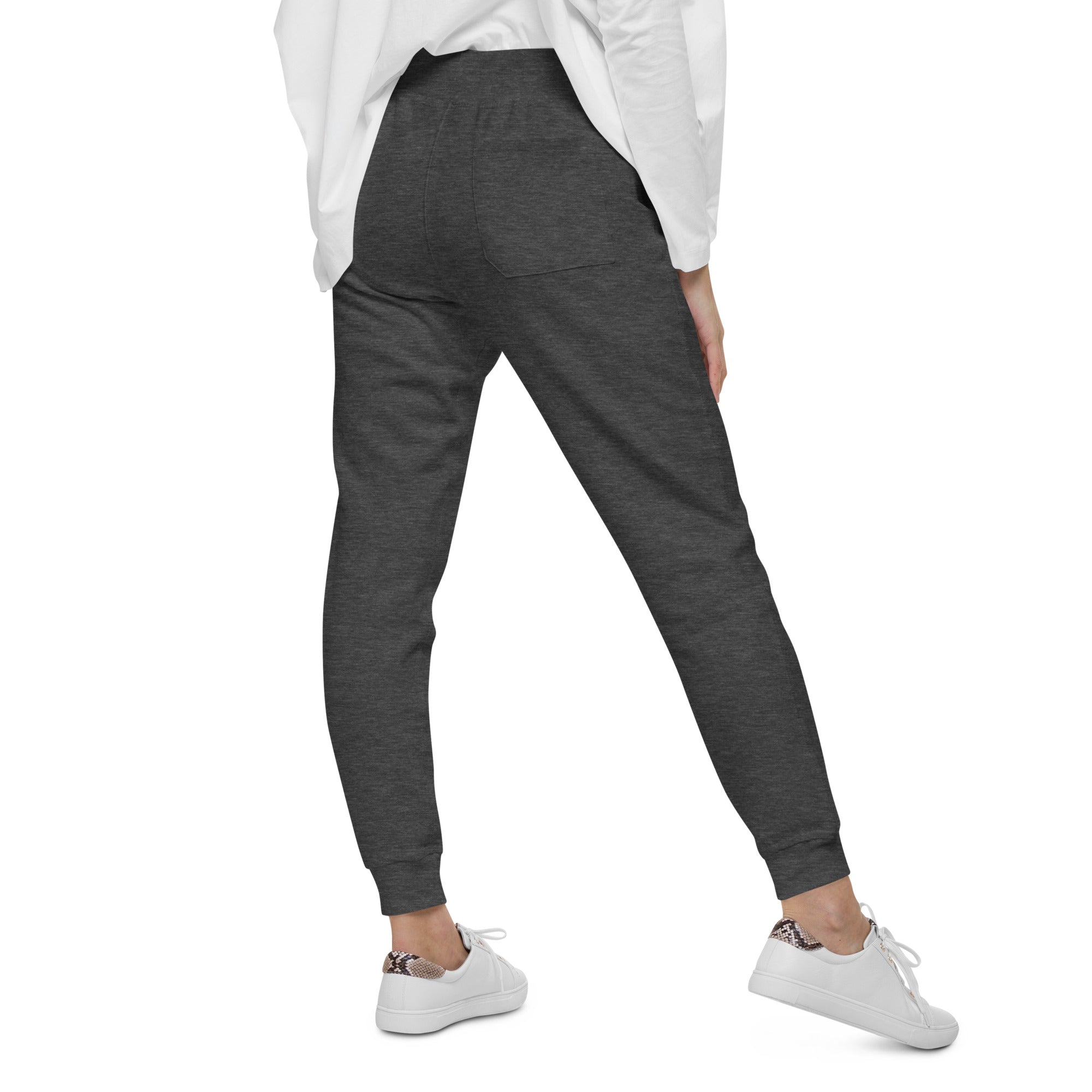 Fleece sweatpants with Pilqo text