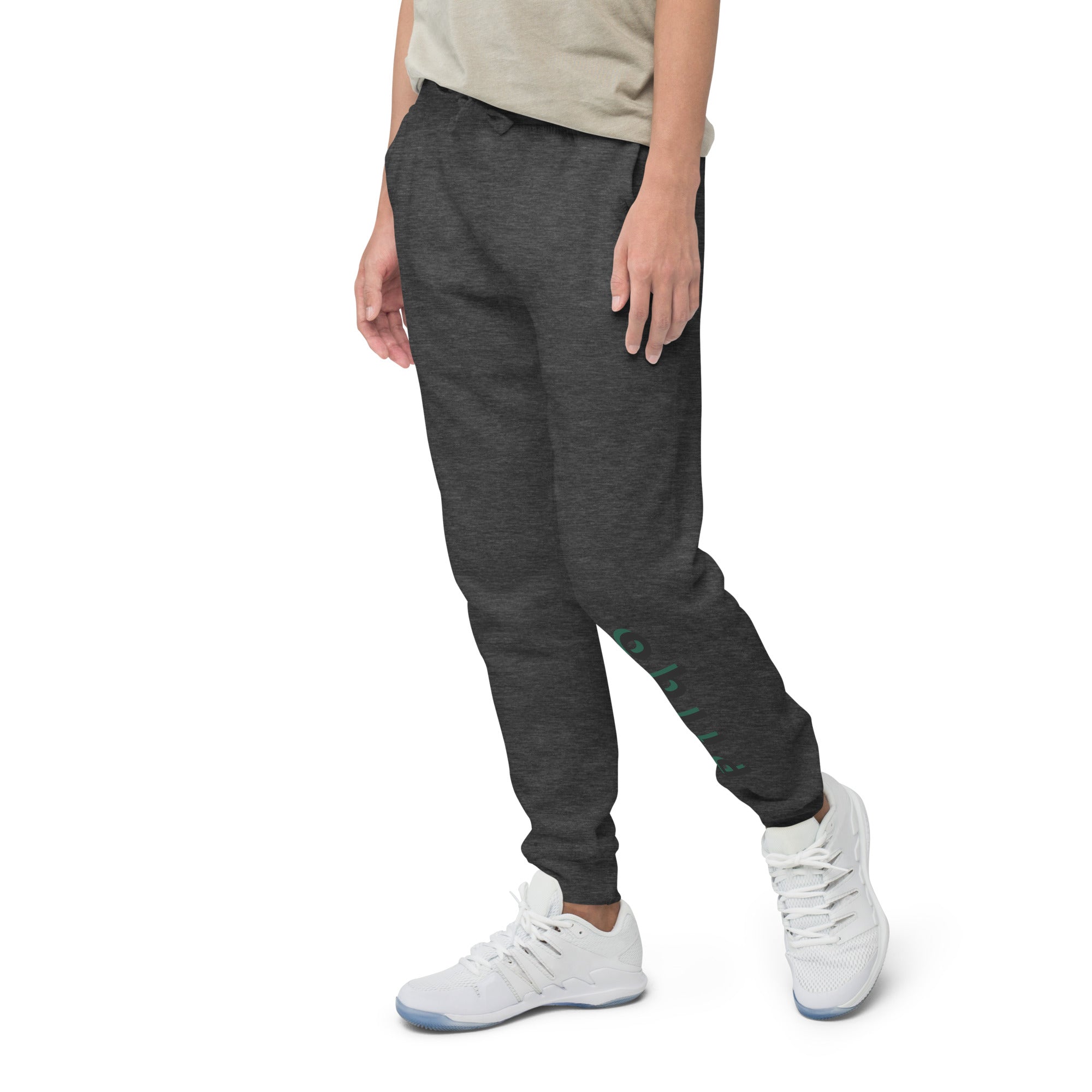 Fleece sweatpants with Pilqo text