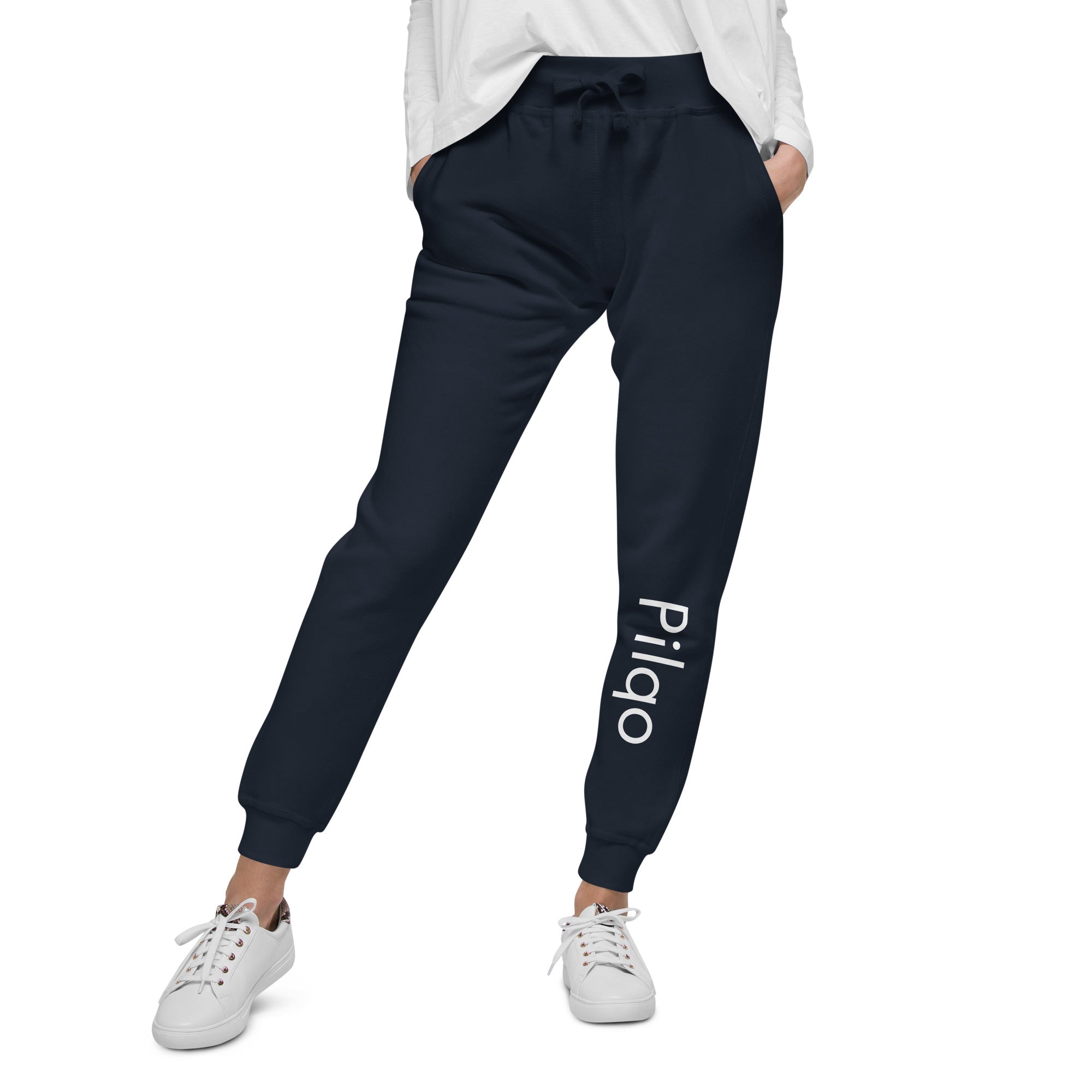 Fleece sweatpants with text