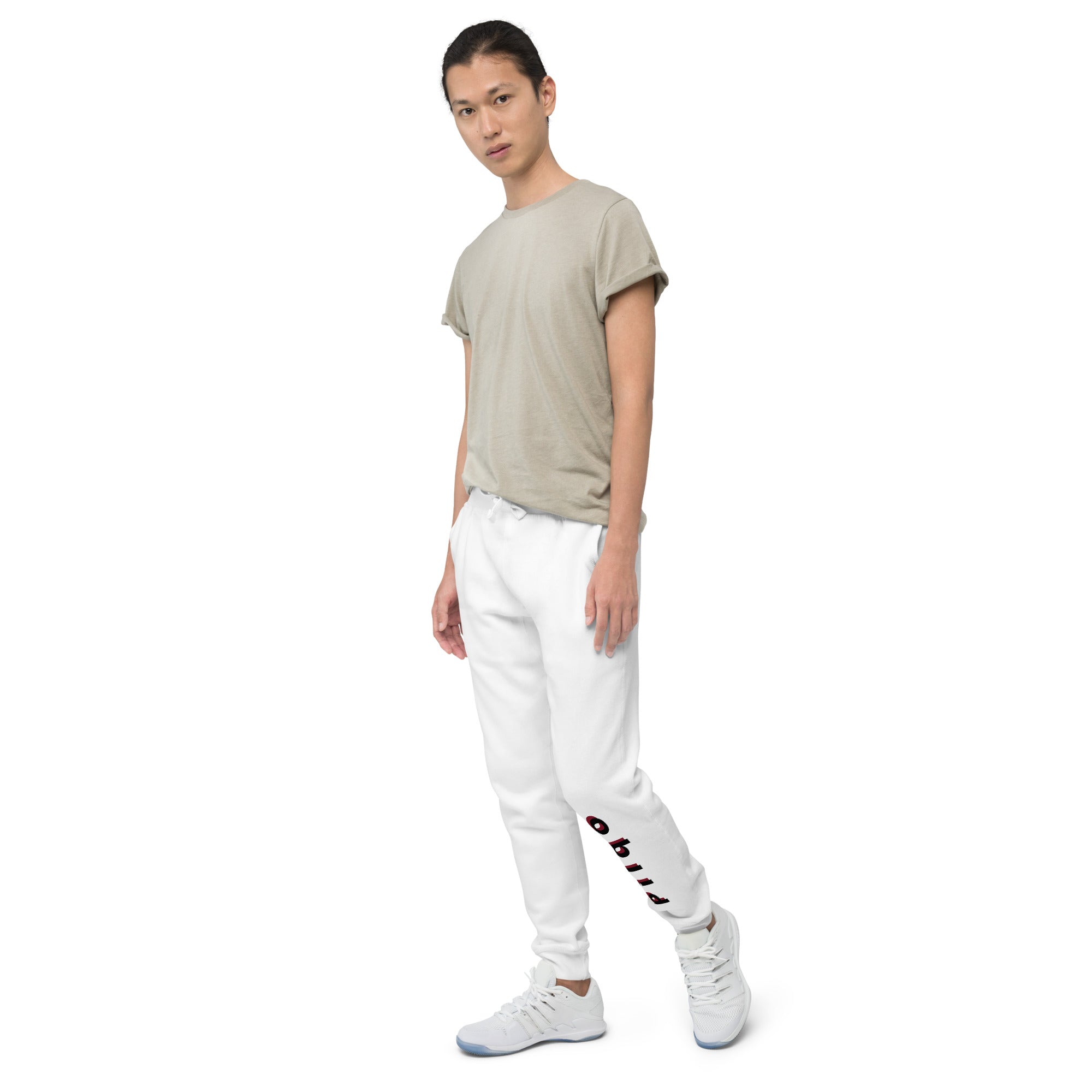 Fleece sweatpants with Pilqo text