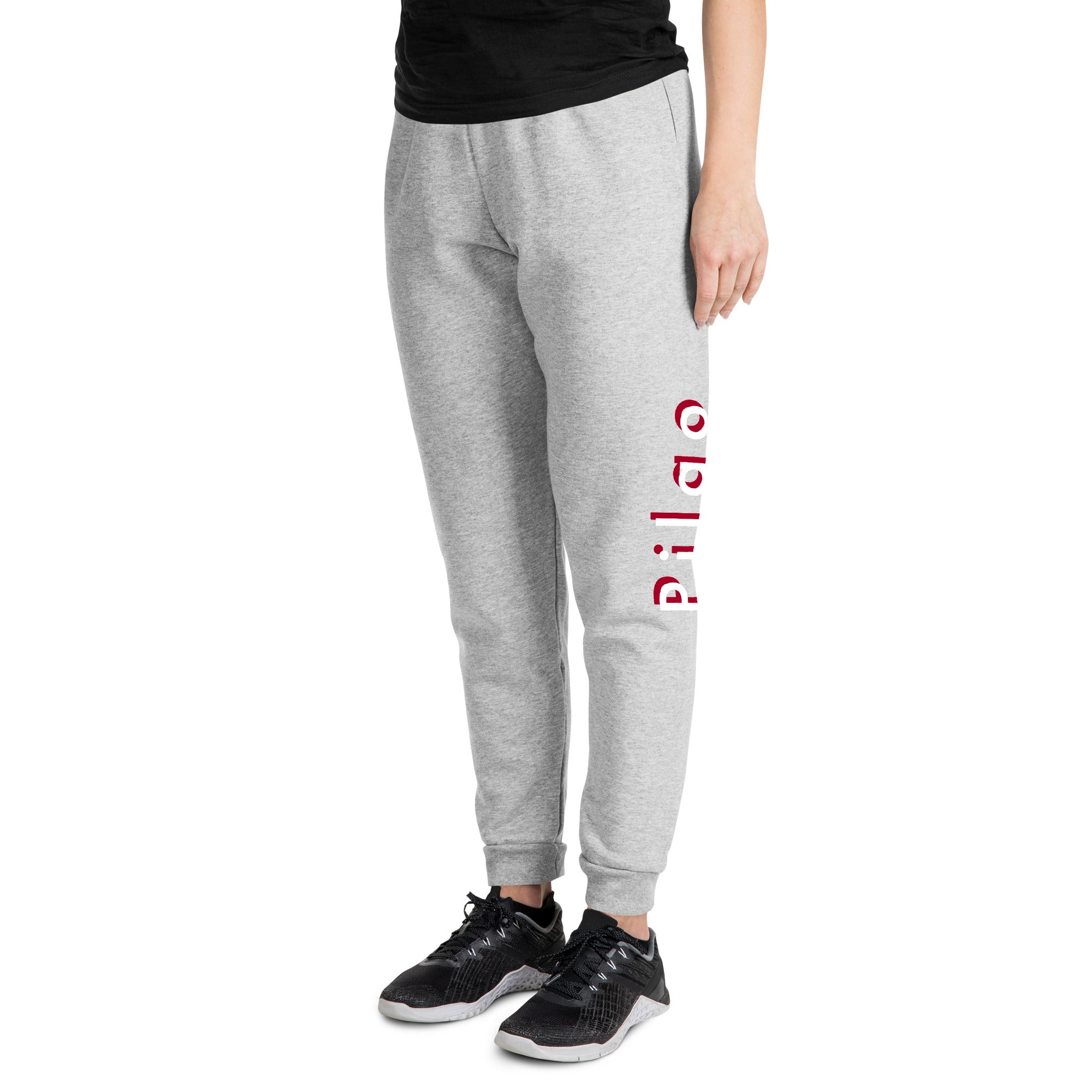 Joggers with text pilqo