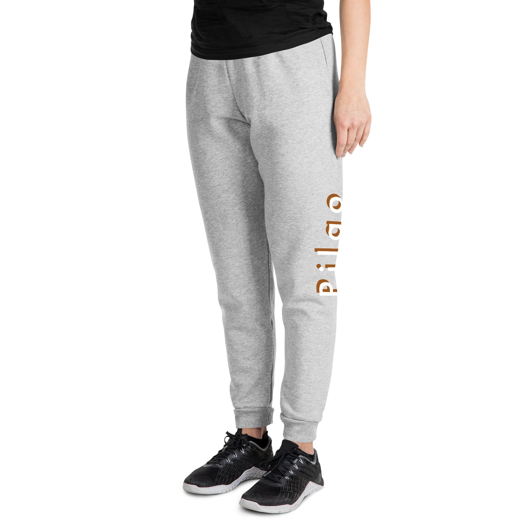 Joggers with text pilqo