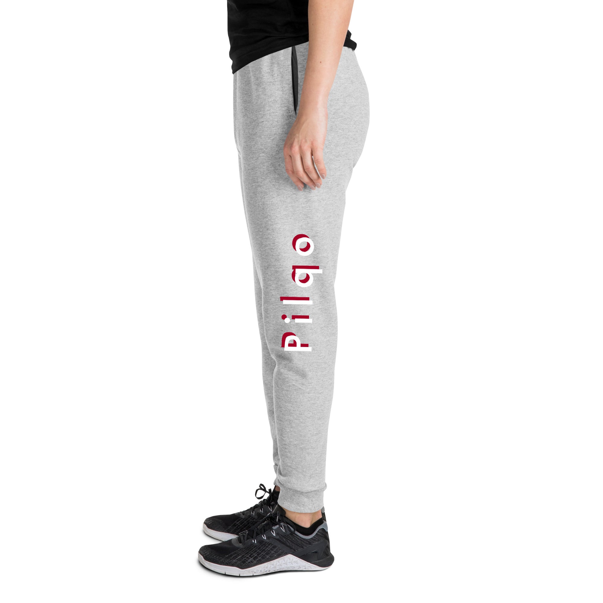 Joggers with text pilqo