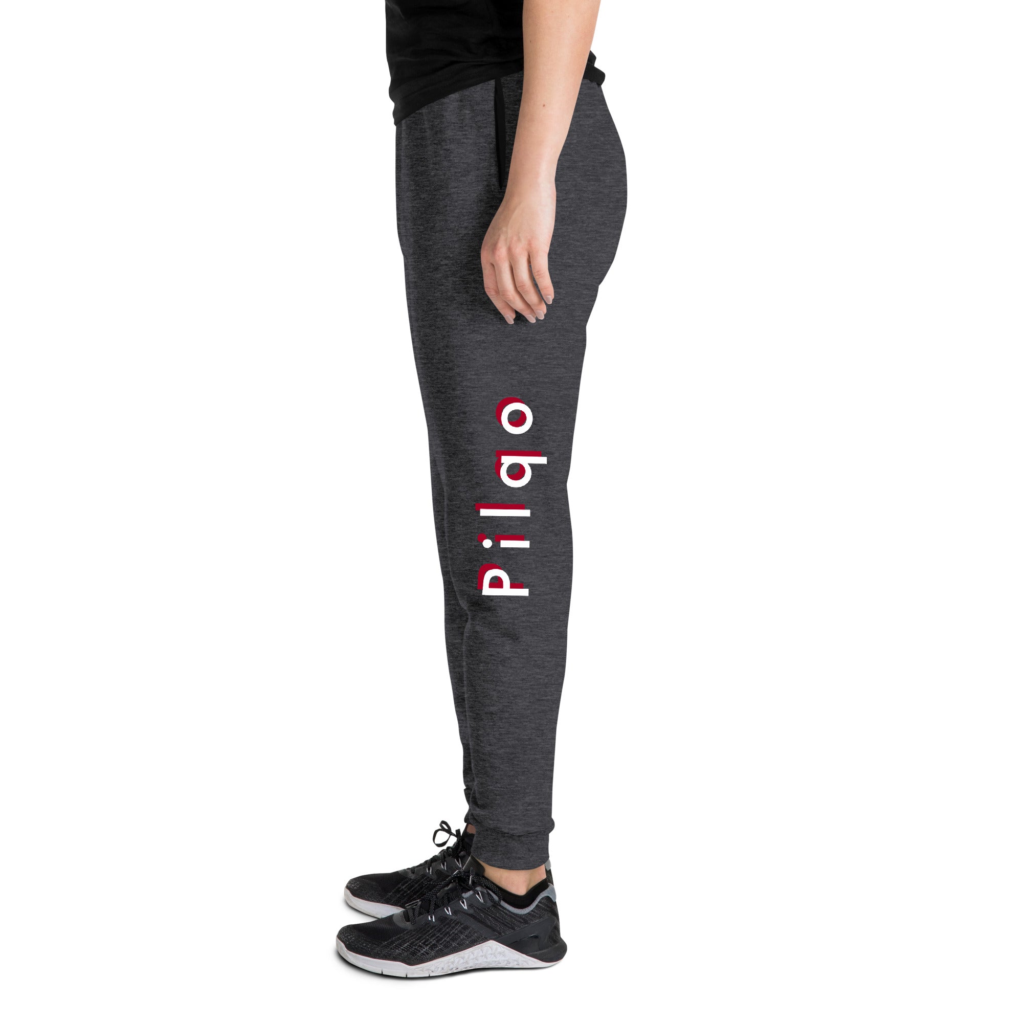 Joggers with text pilqo