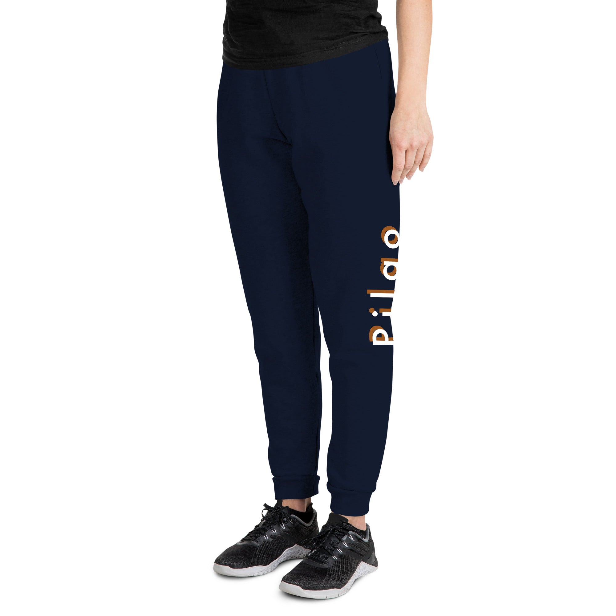 Joggers with text pilqo