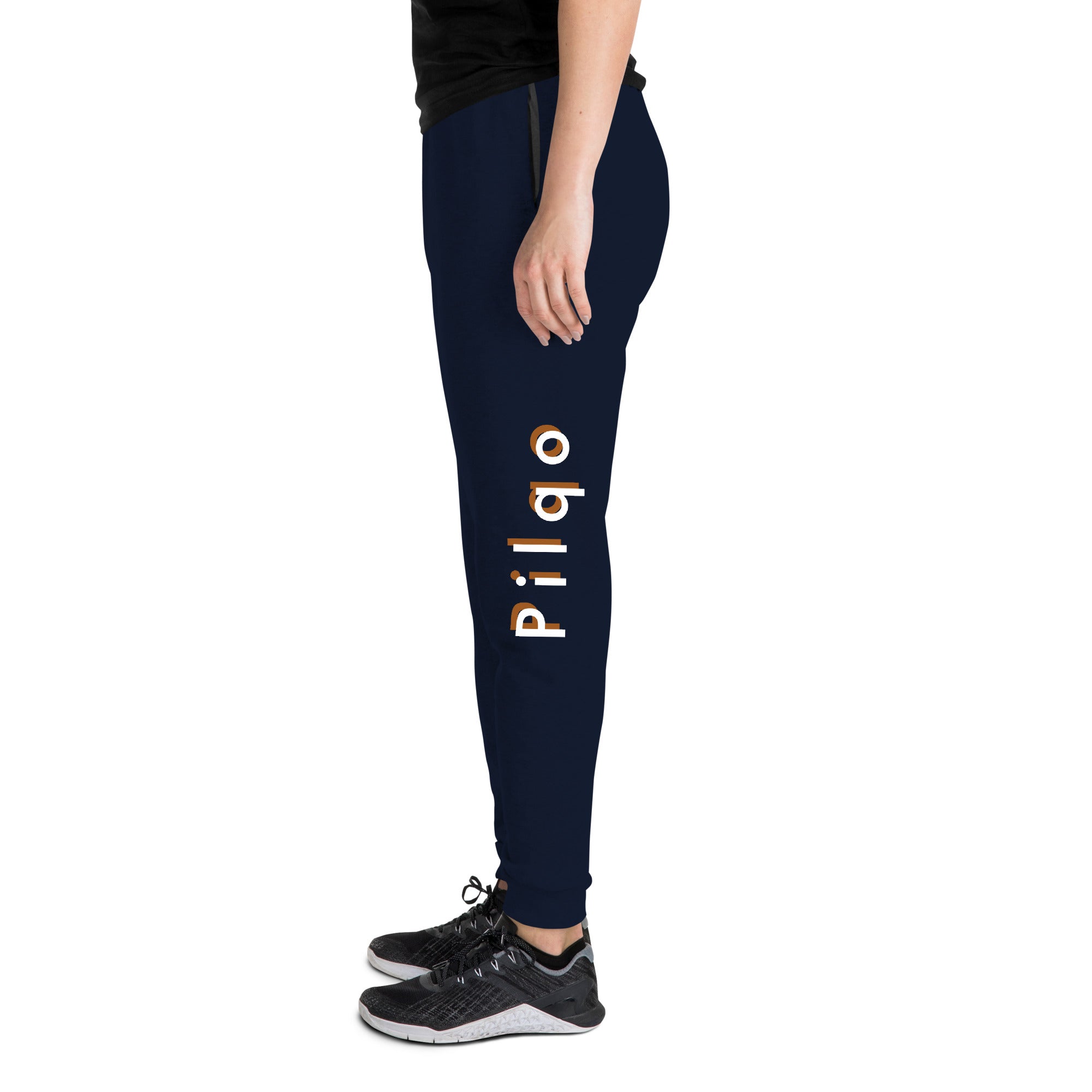 Joggers with text pilqo