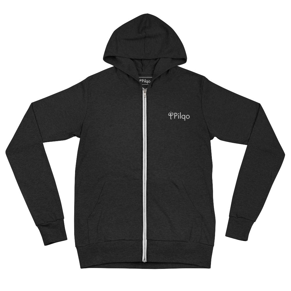 Zip hoodie with white embroidery logo