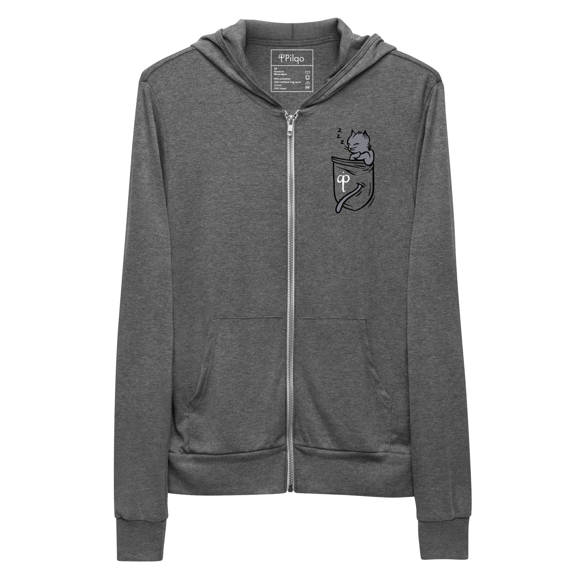 Zip hoodie with graphics and logo