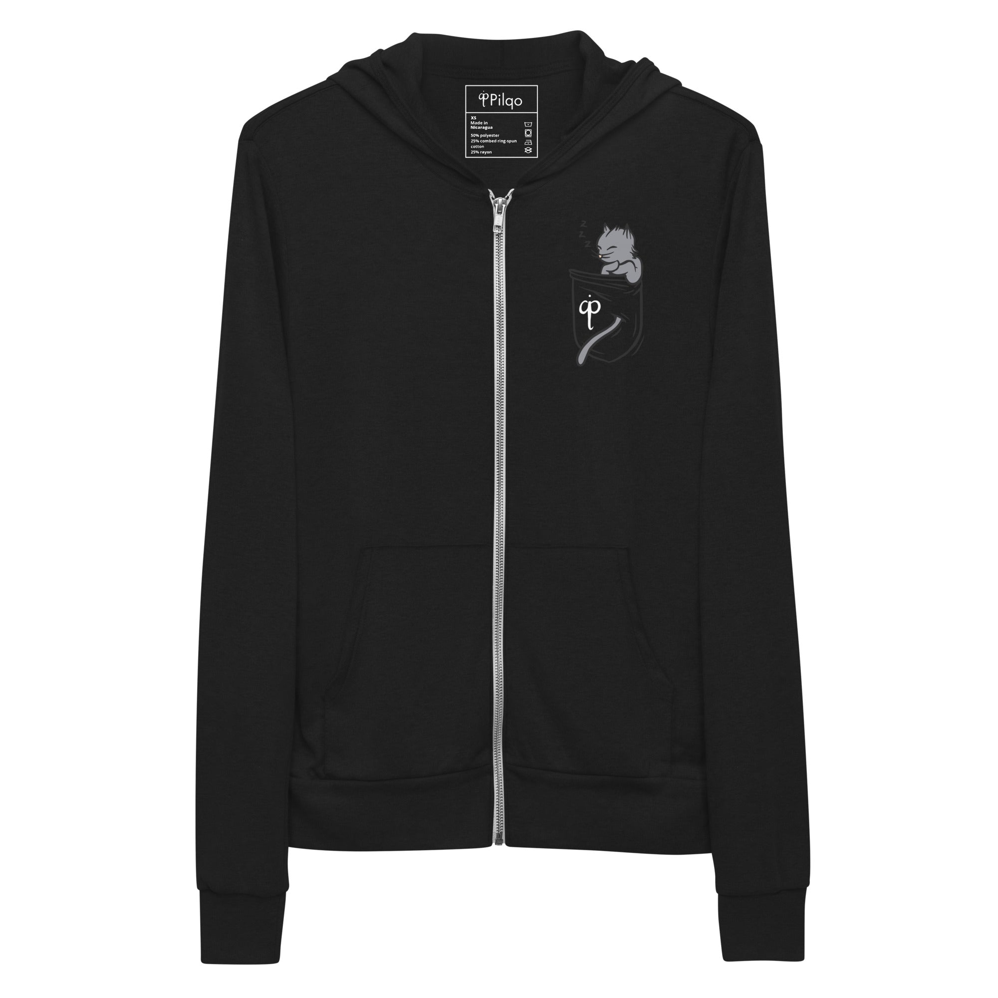 Zip hoodie with graphics and logo