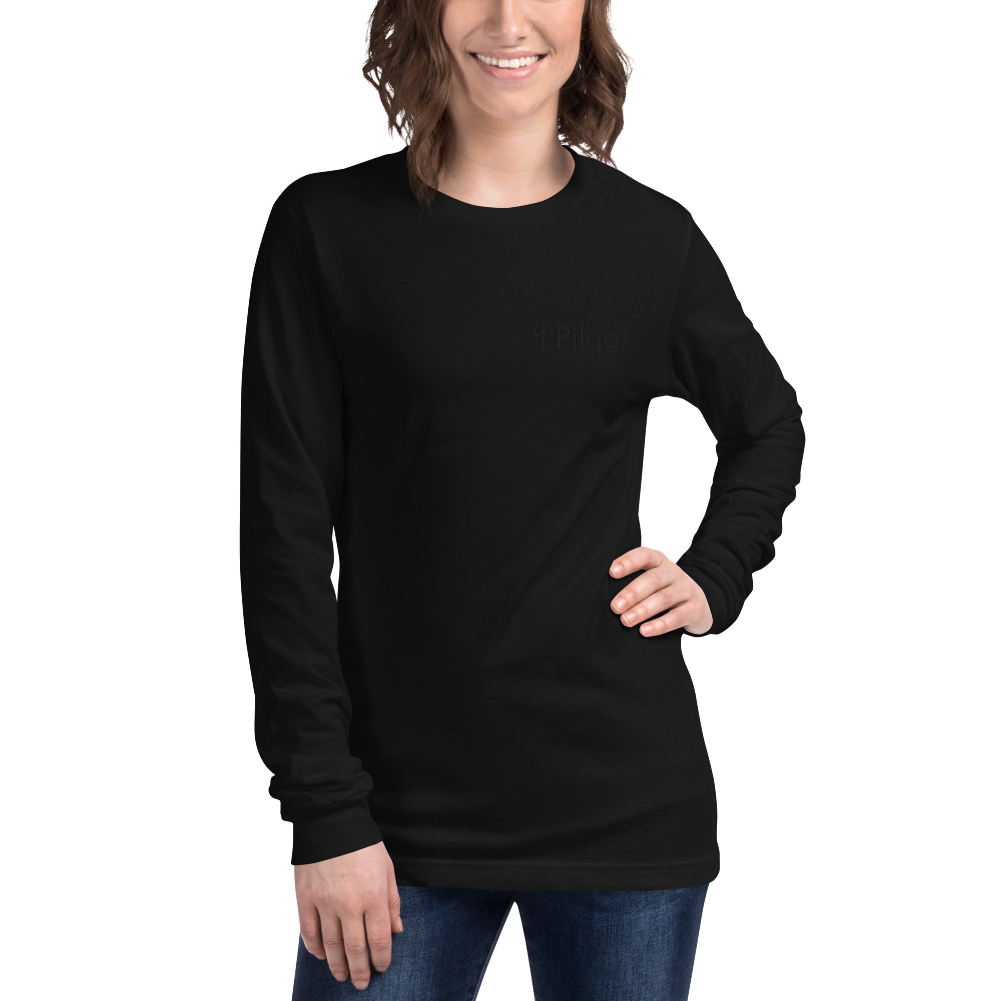 Women's Long Sleeve Tee with Embroidery logo