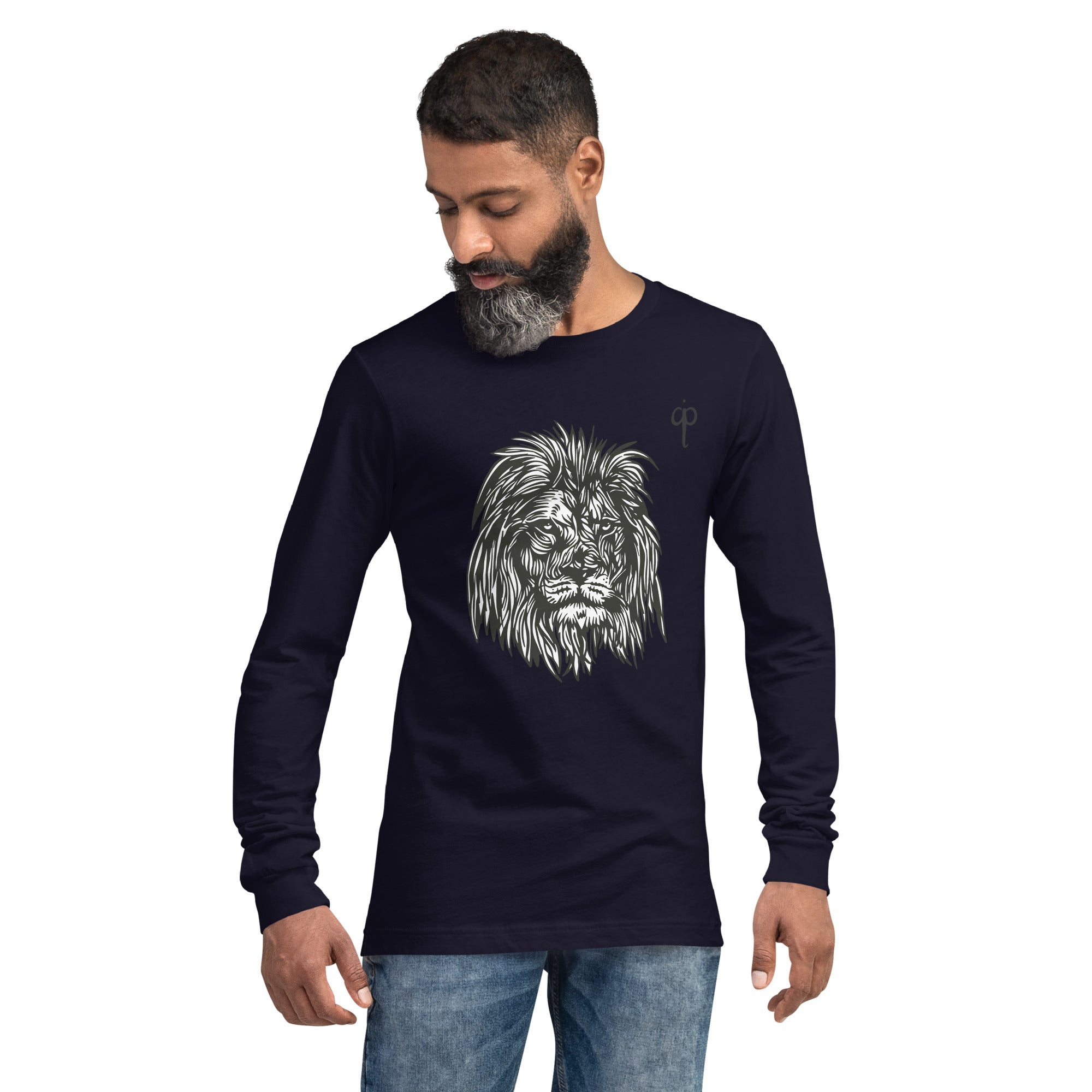 Langärmliges T-Shirt mit Löwengrafik und Logo