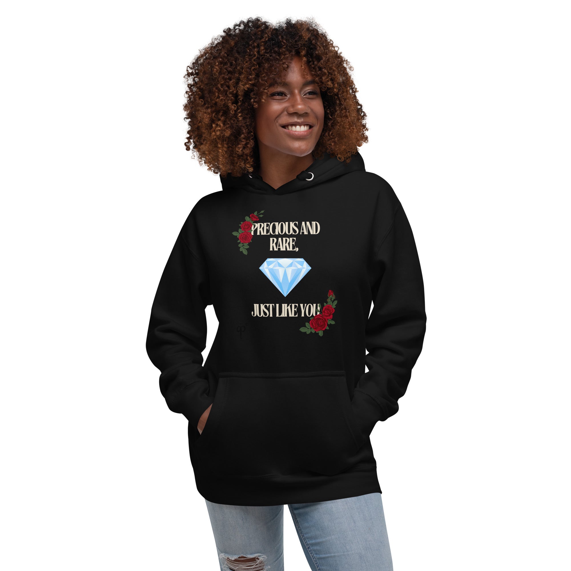 Unisex hoodie with text and graphics