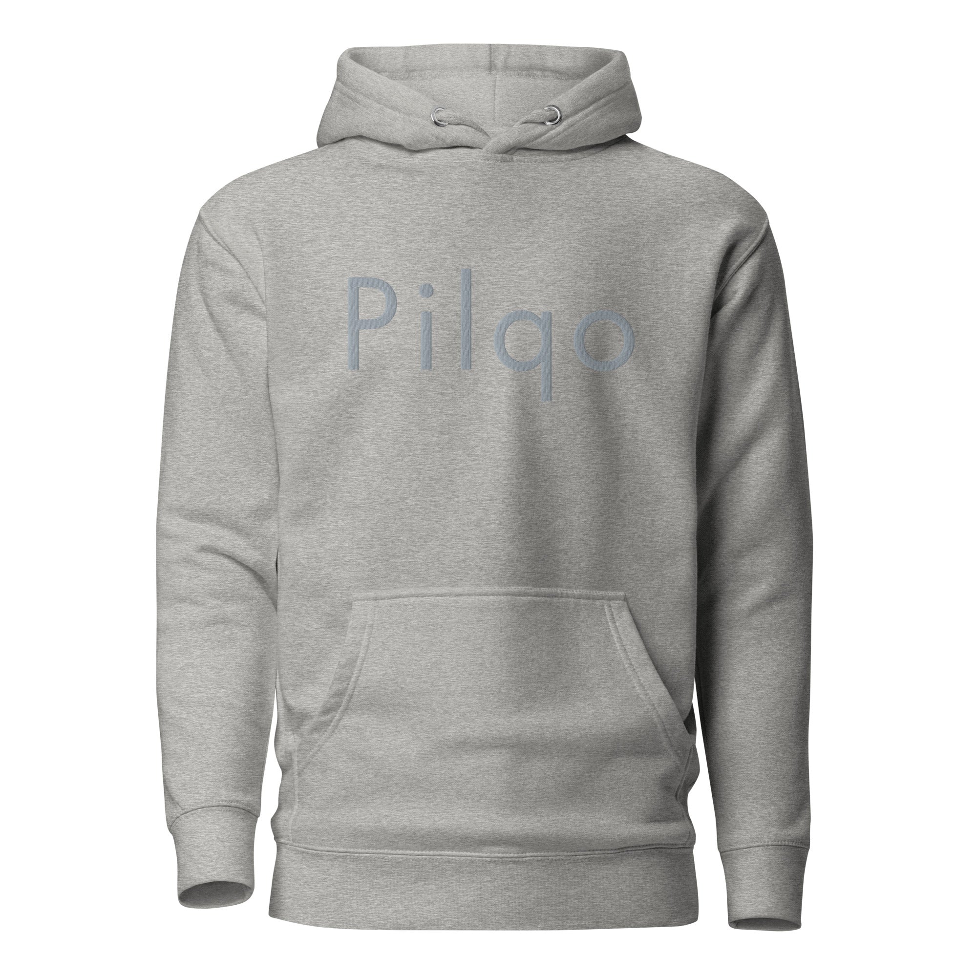 Hoodie with embroidery grey text