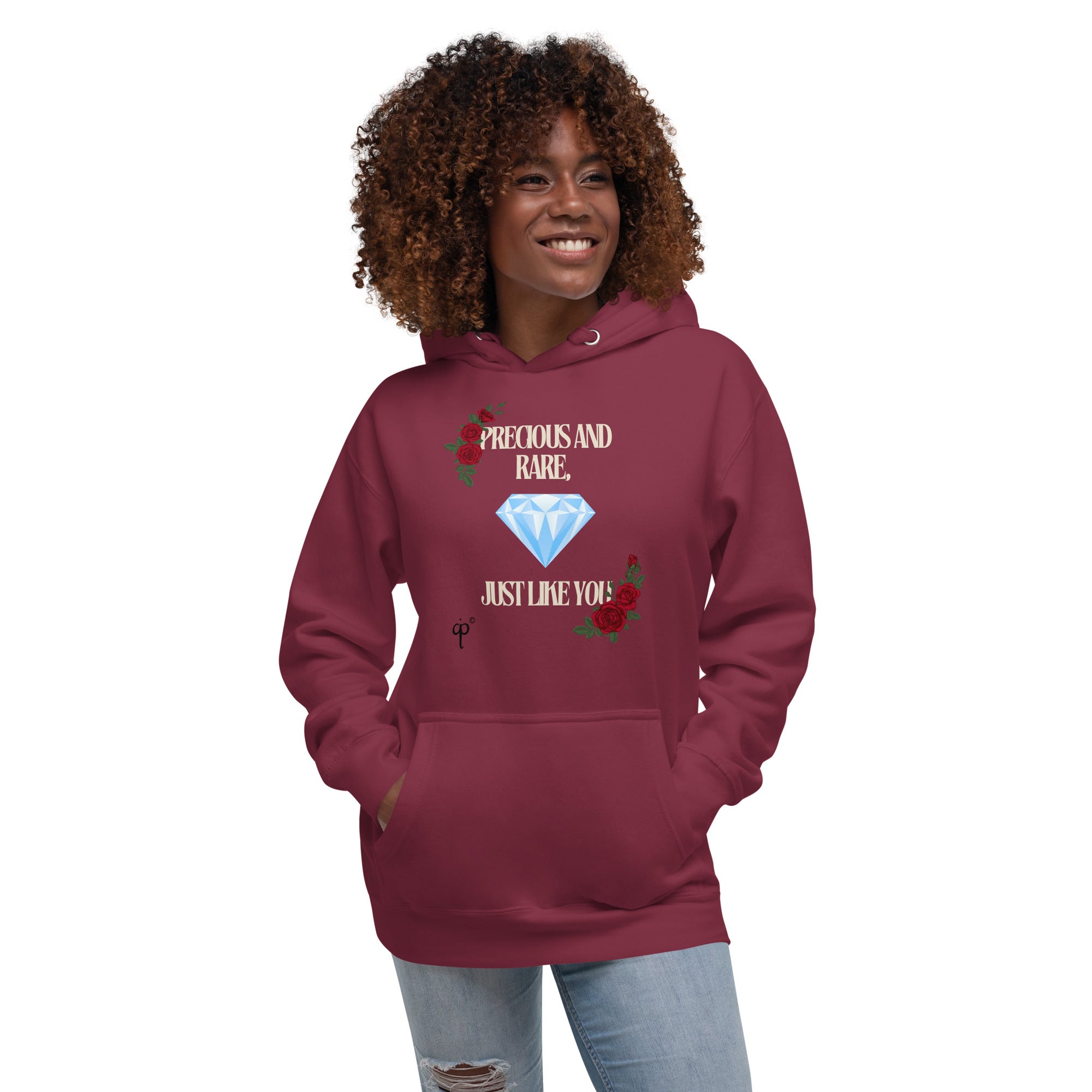 Unisex hoodie with text and graphics