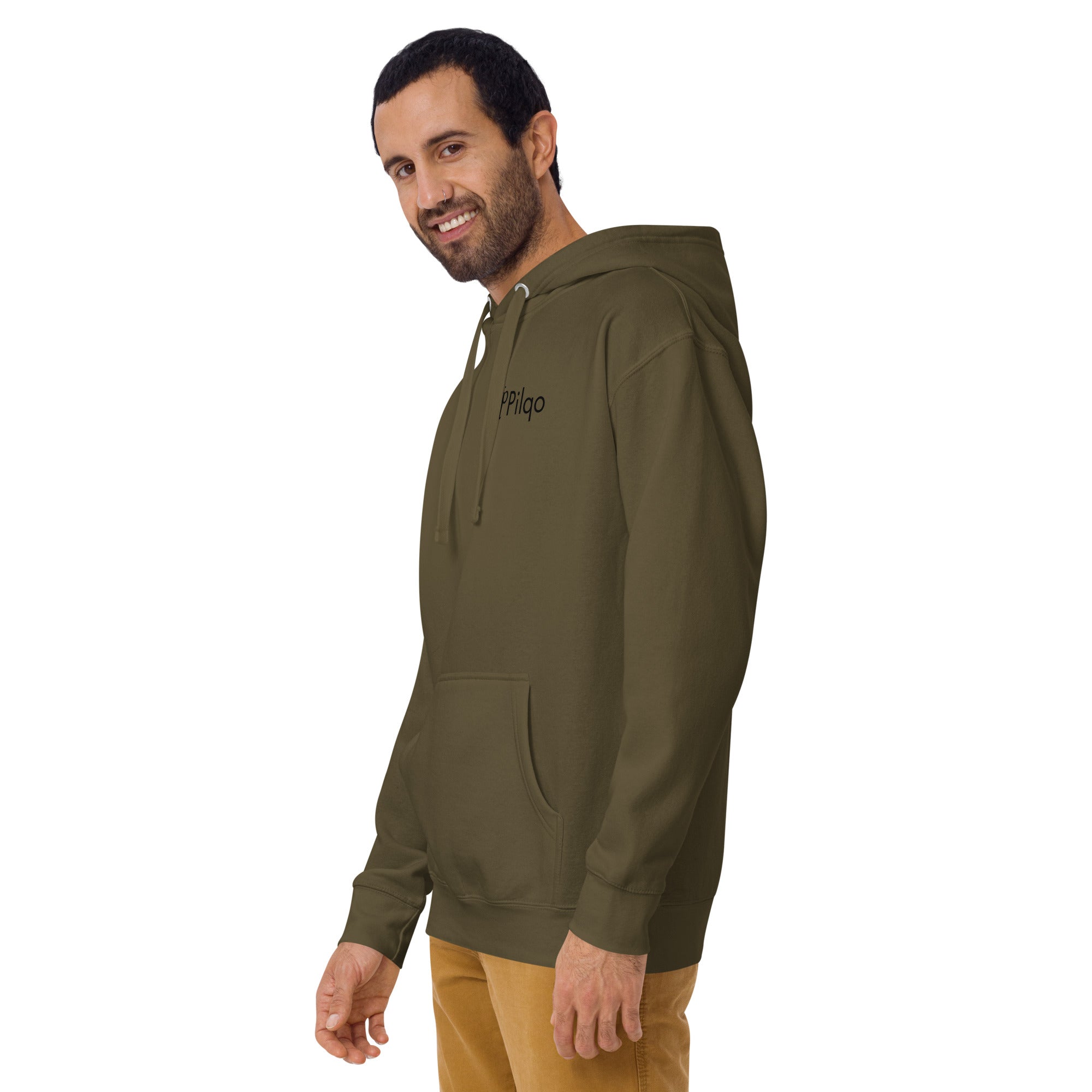 Hoodie mit Grafiken auf dem Rücken und Logo