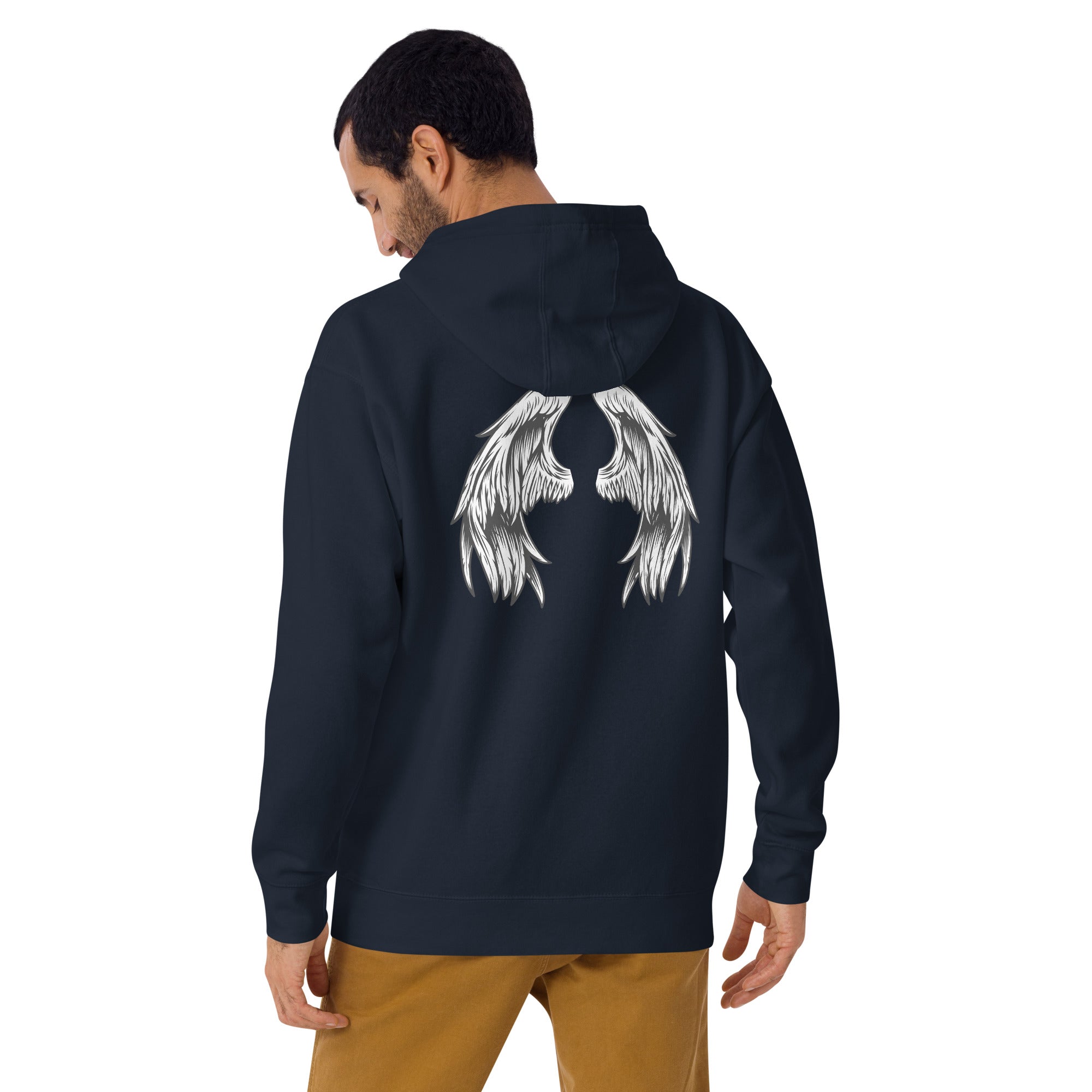 Hoodie mit Grafiken auf dem Rücken und Logo